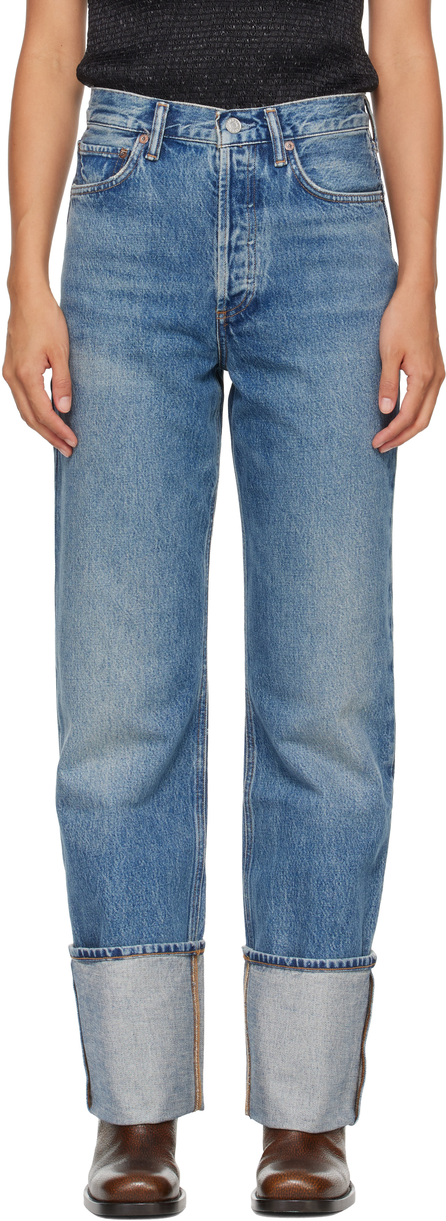 AGOLDE - Jean Big Cuff bleu