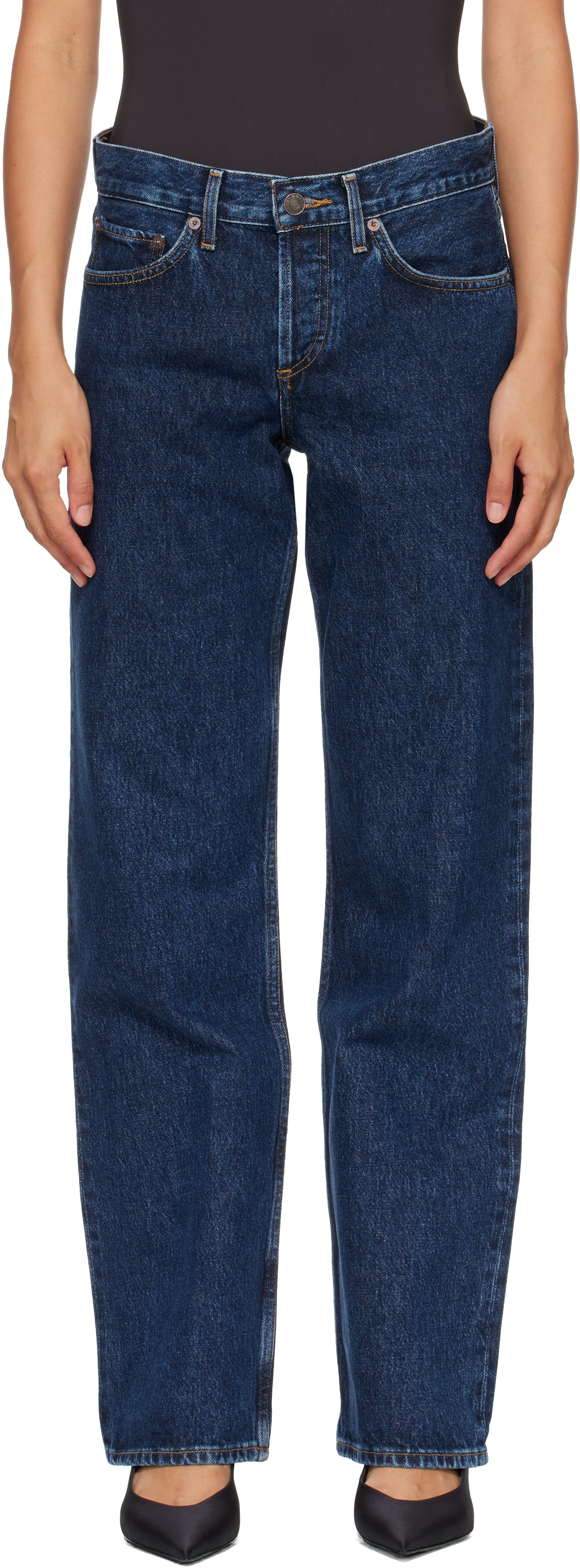 AGOLDE - Jean décontracté indigo à taille basse