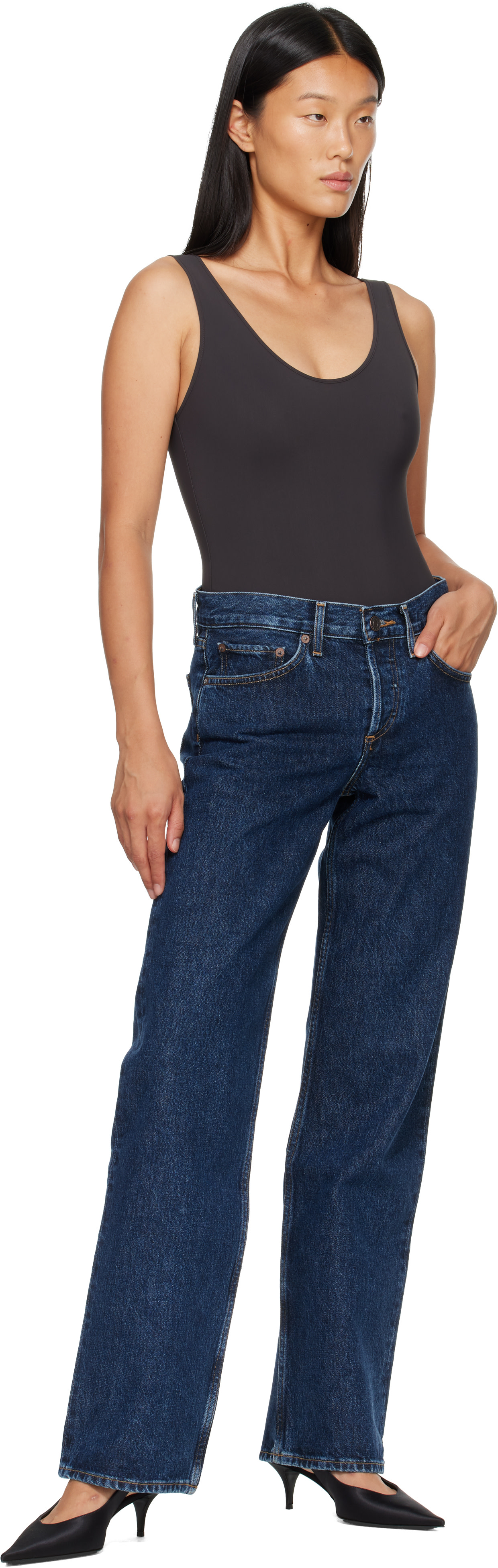 AGOLDE - Jean décontracté indigo à taille basse