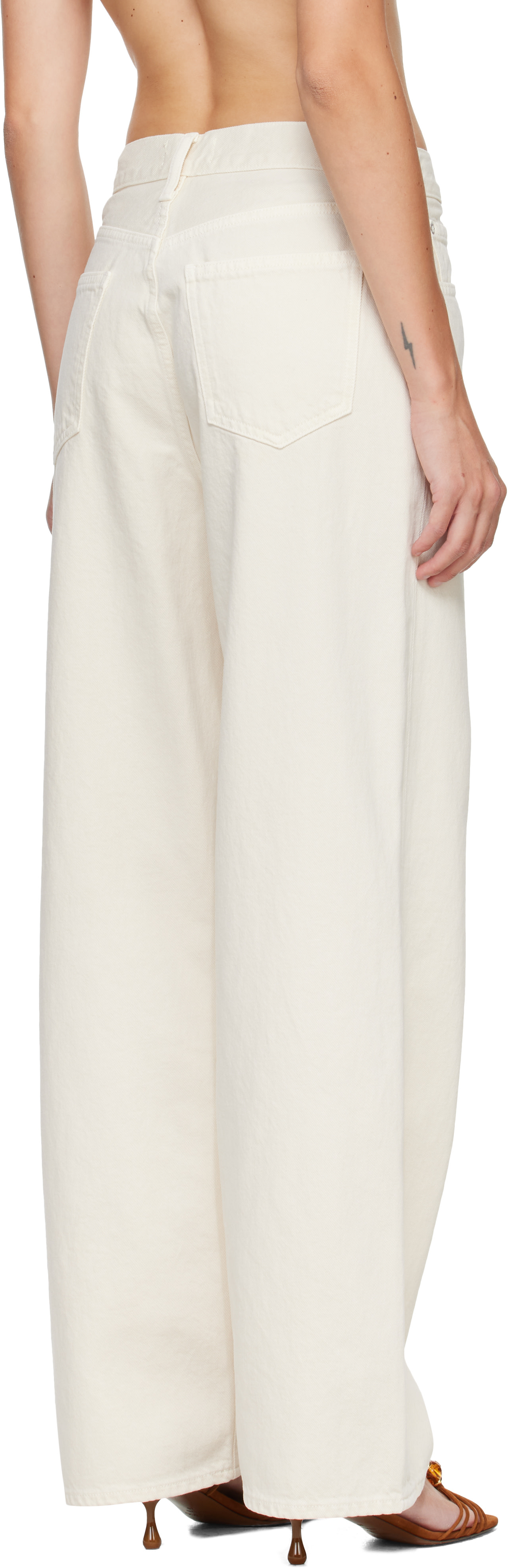 AGOLDE - Jean ample blanc cassé à taille basse
