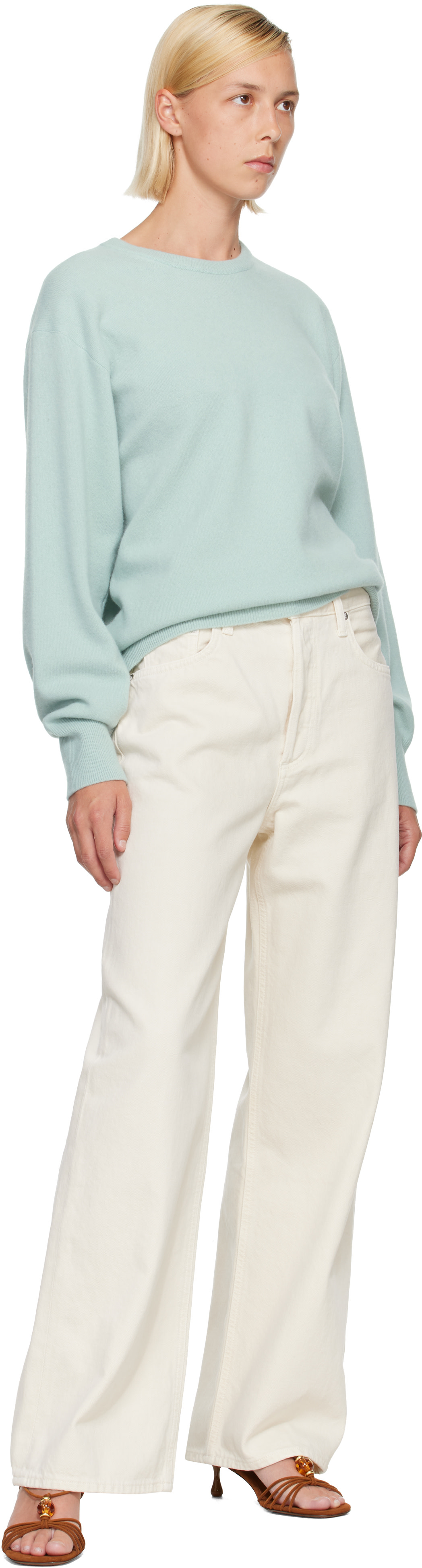 AGOLDE - Jean ample blanc cassé à taille basse