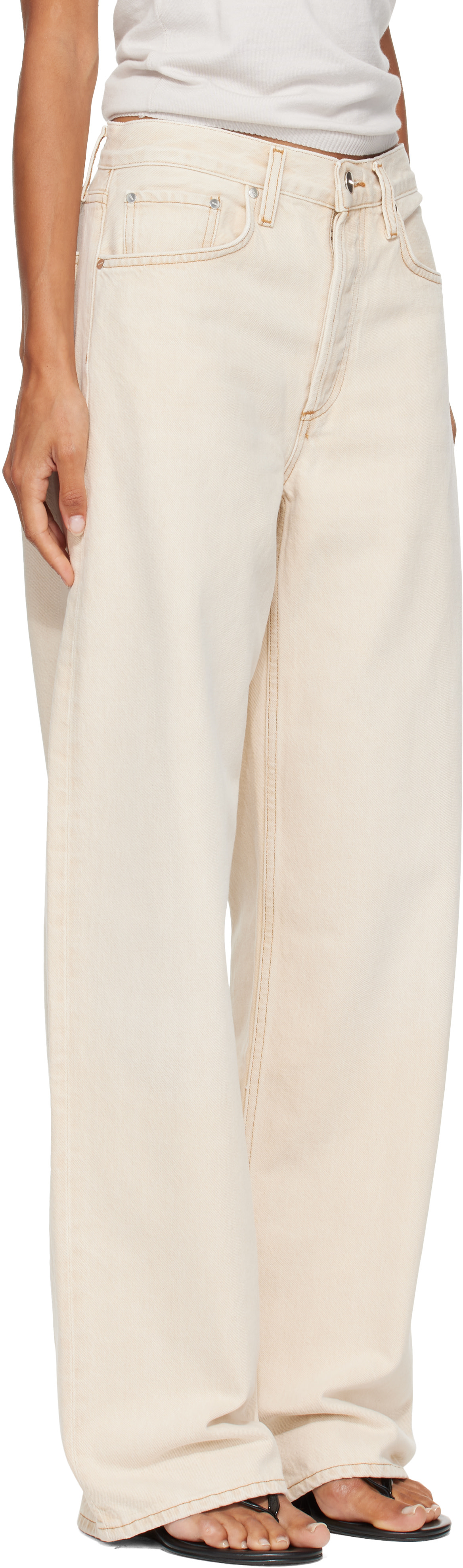 AGOLDE - Jean Arc beige à taille mi-haute
