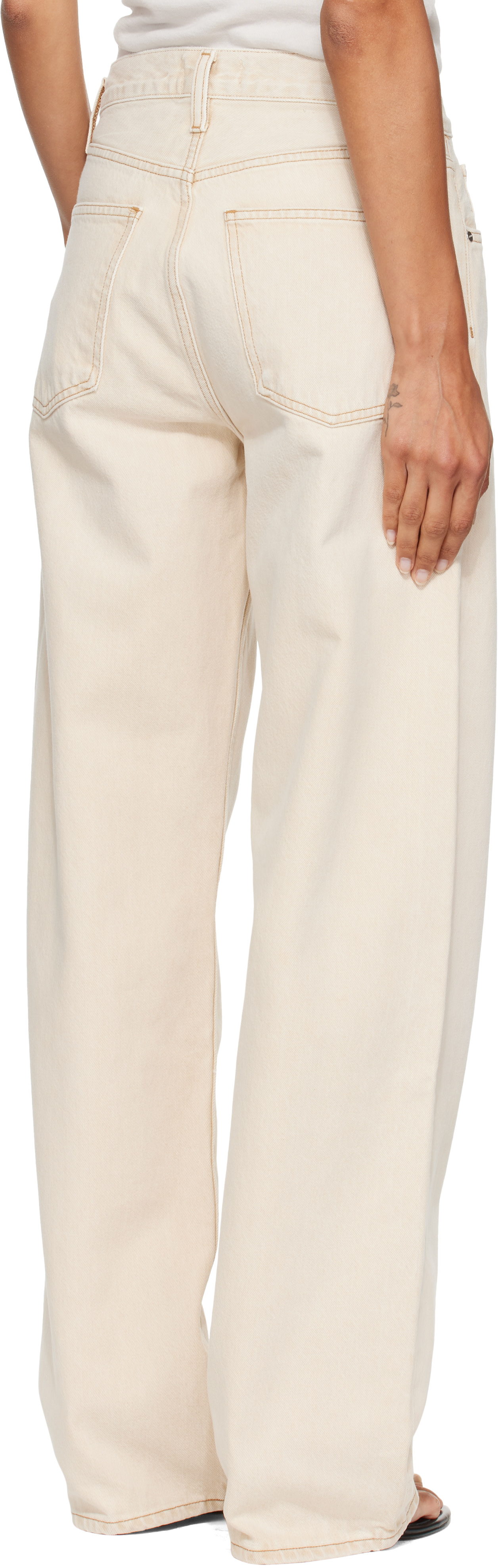 AGOLDE - Jean Arc beige à taille mi-haute