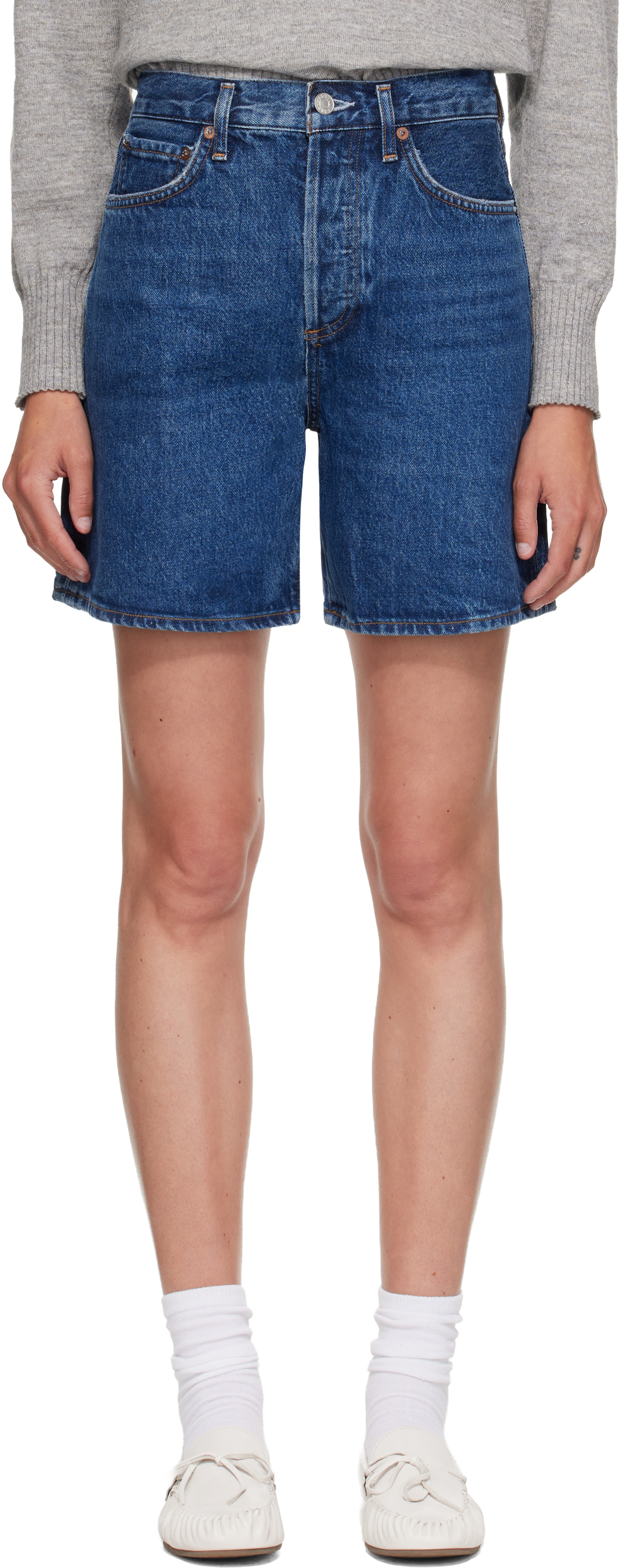AGOLDE - Short Dame bleu en denim