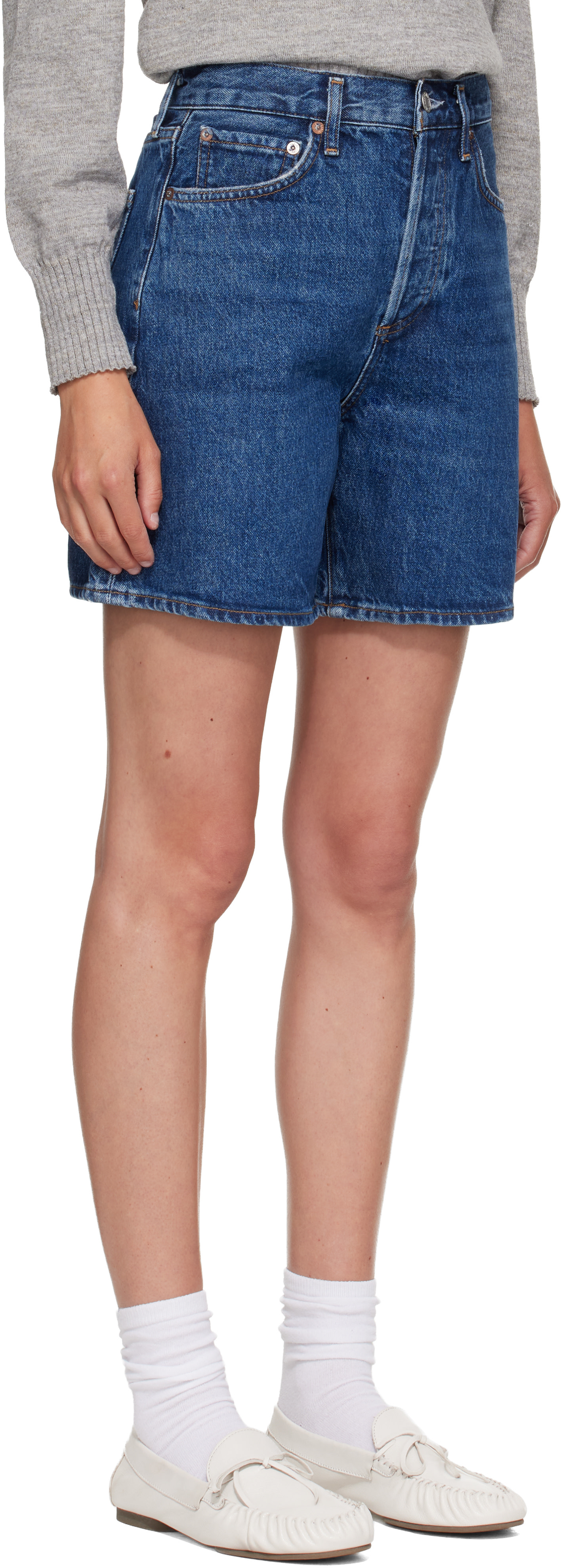 AGOLDE - Short Dame bleu en denim