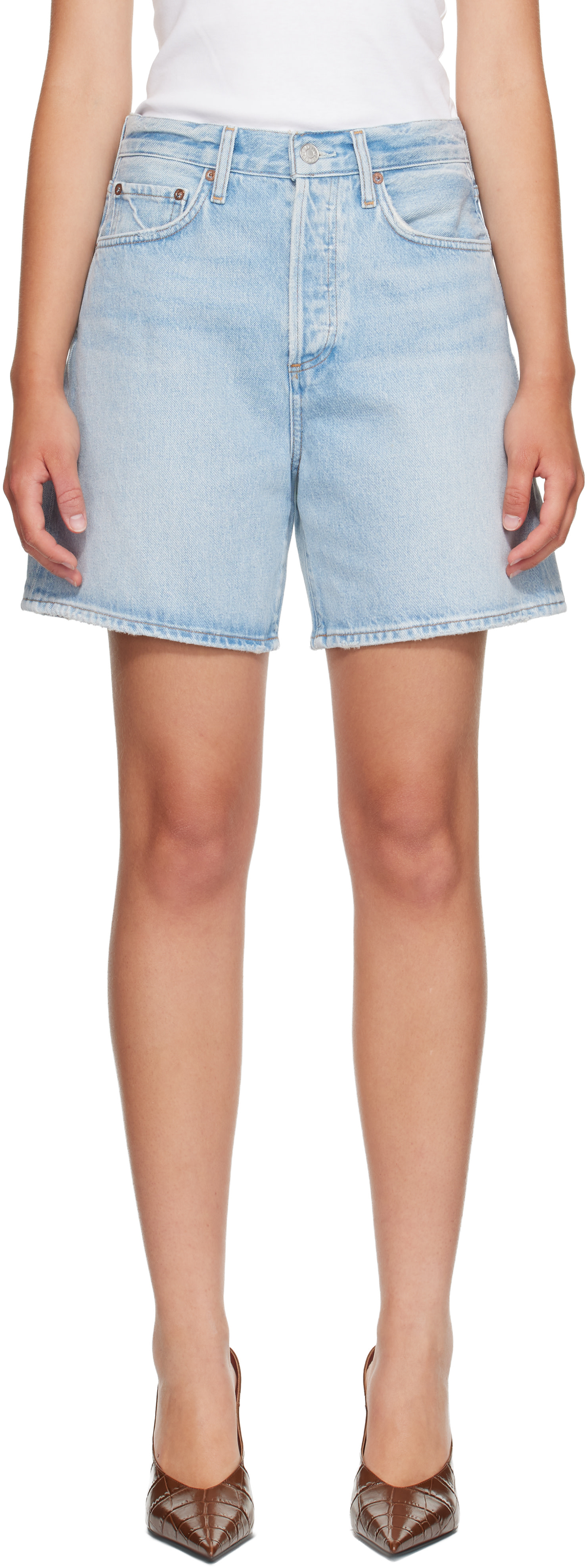 AGOLDE - Short Dame bleu en denim