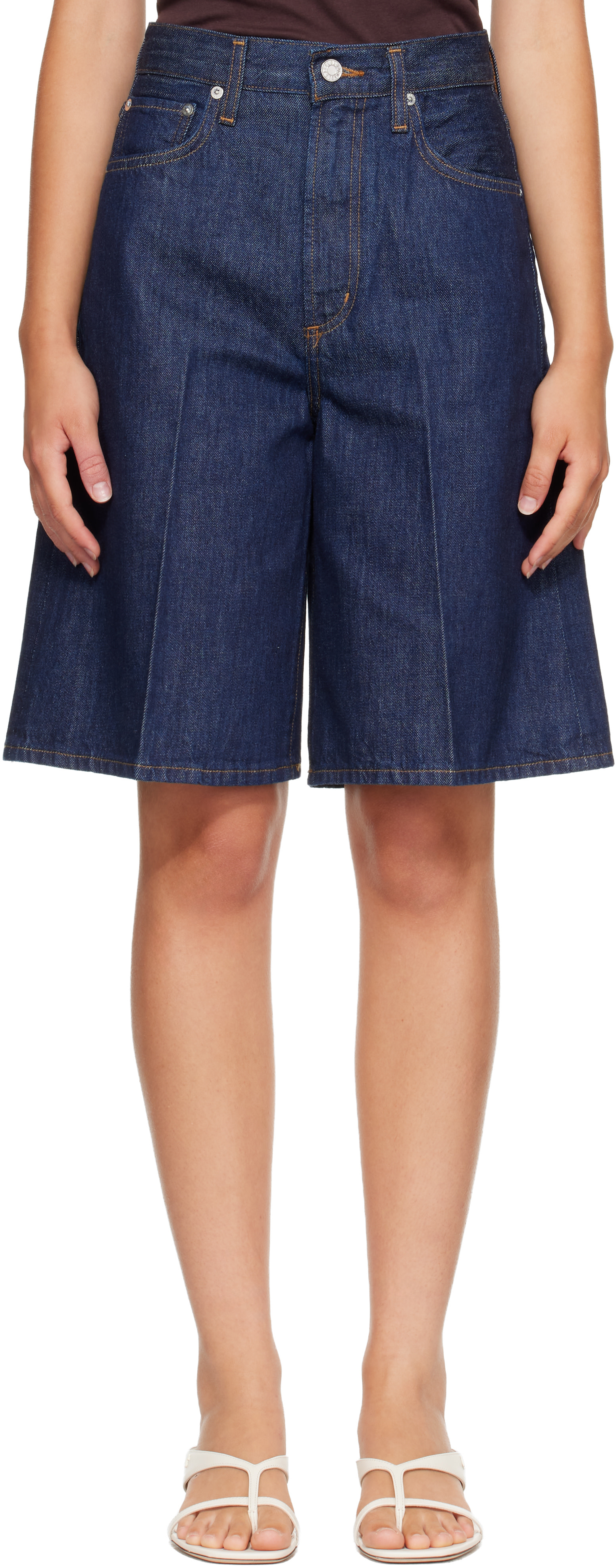 AGOLDE - Short Nolan bleu marine en denim