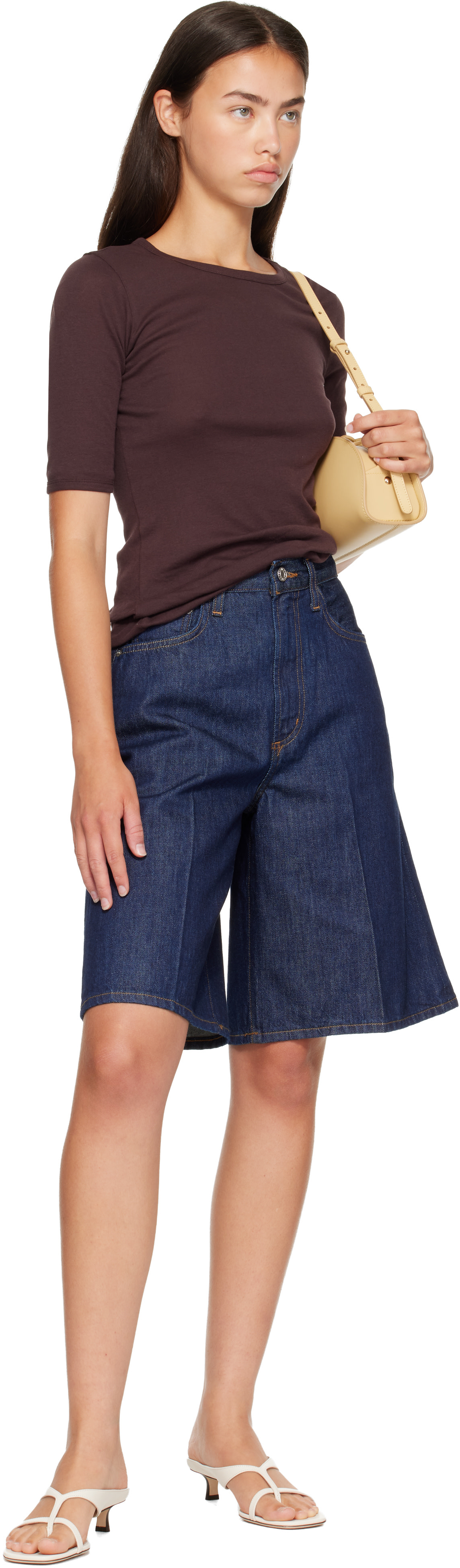 AGOLDE - Short Nolan bleu marine en denim