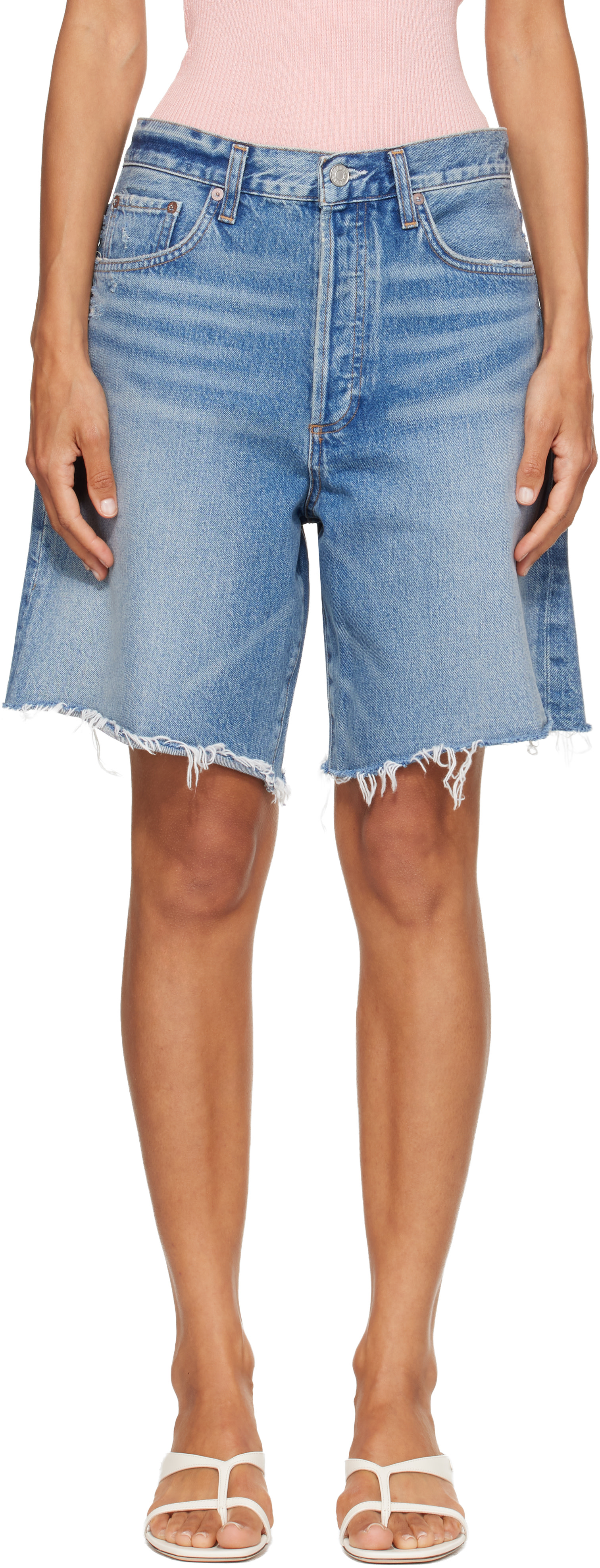 AGOLDE - Short Indra bleu en denim