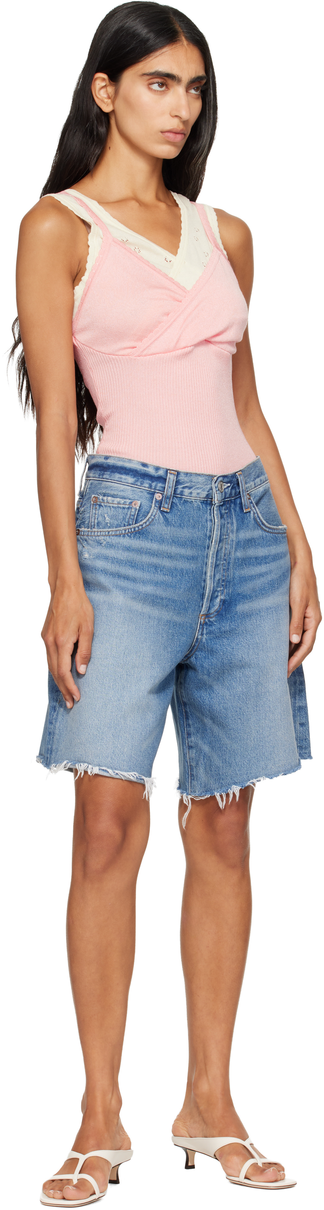 AGOLDE - Short Indra bleu en denim