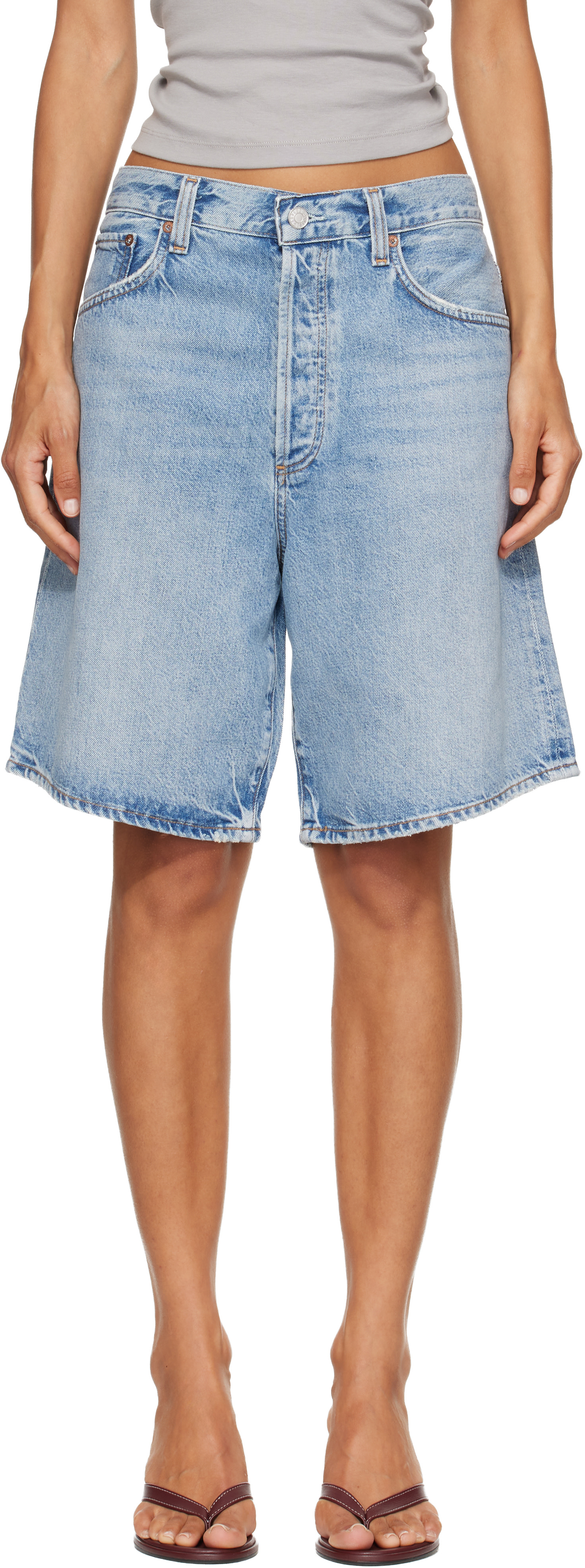AGOLDE - Short Indra bleu en denim