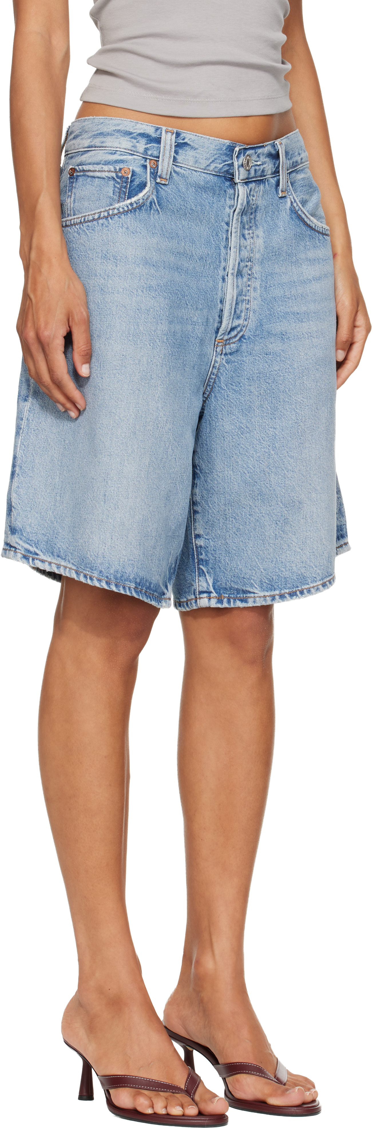 AGOLDE - Short Indra bleu en denim