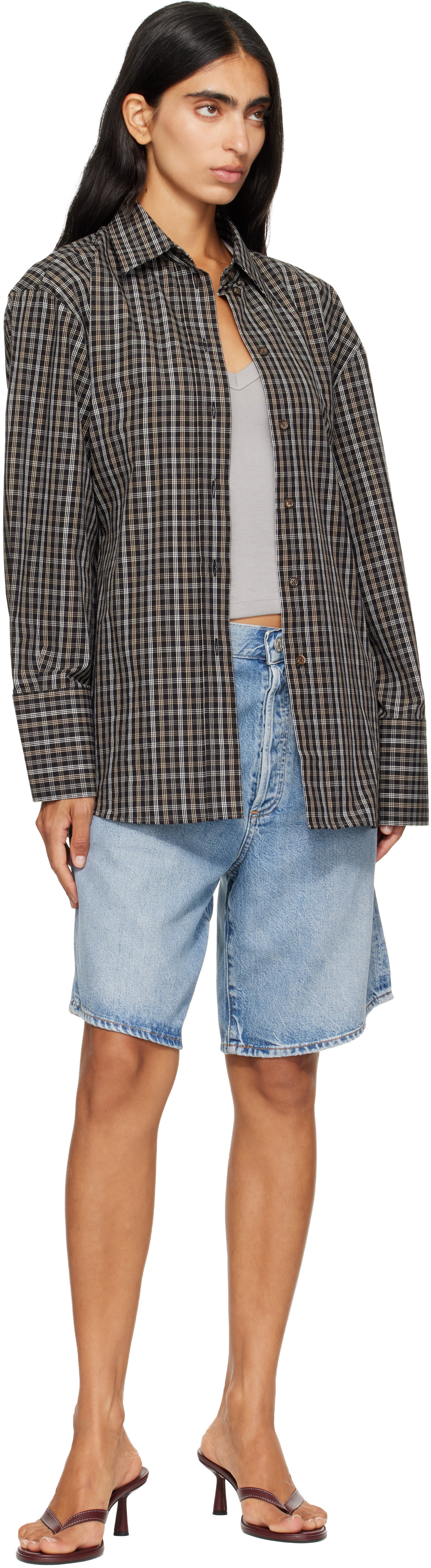 AGOLDE - Short Indra bleu en denim