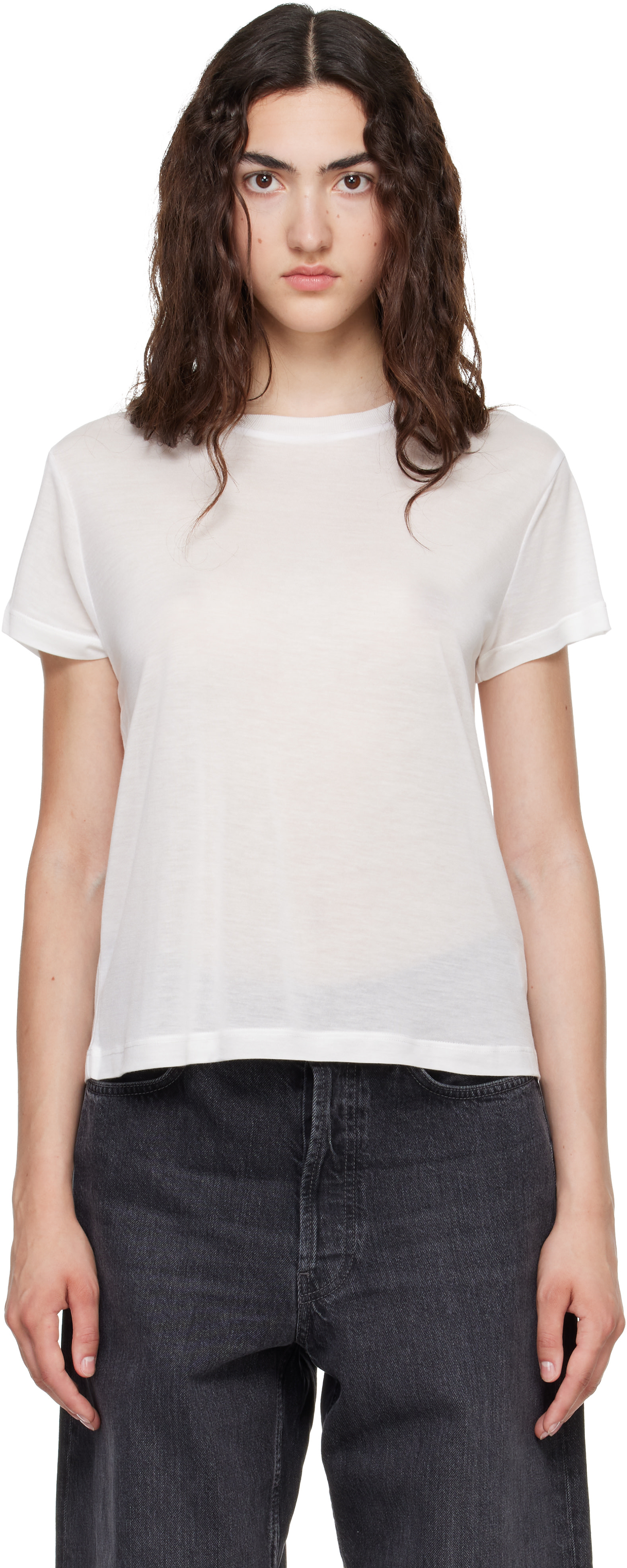 AGOLDE - T-shirt long Adine blanc