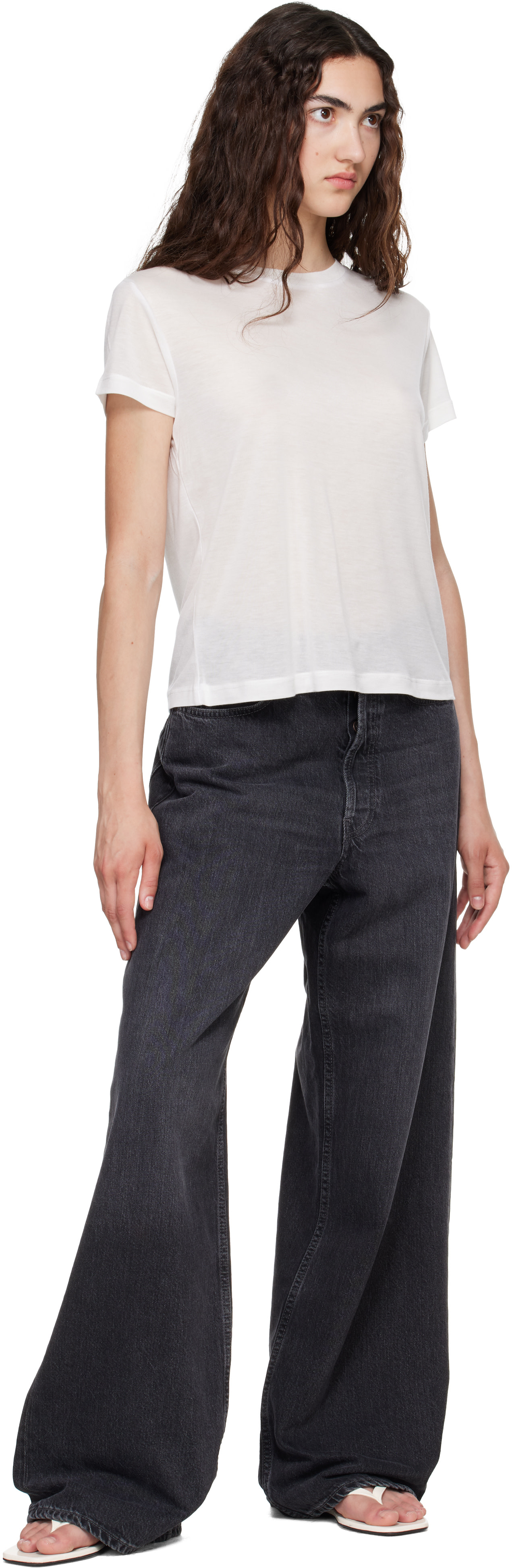 AGOLDE - T-shirt long Adine blanc