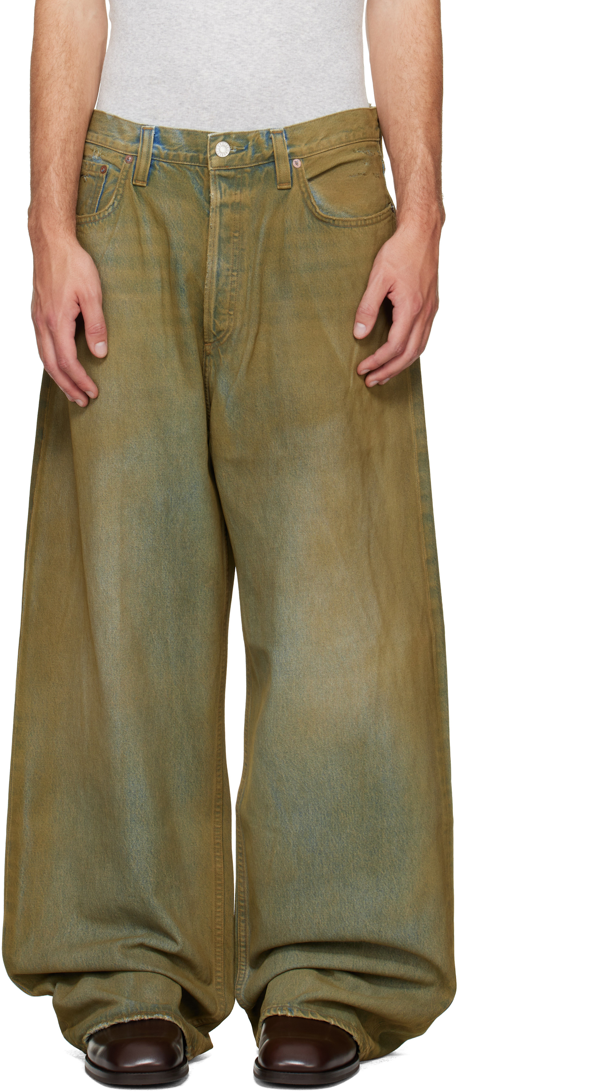 AGOLDE - Jean ample Bagley vert