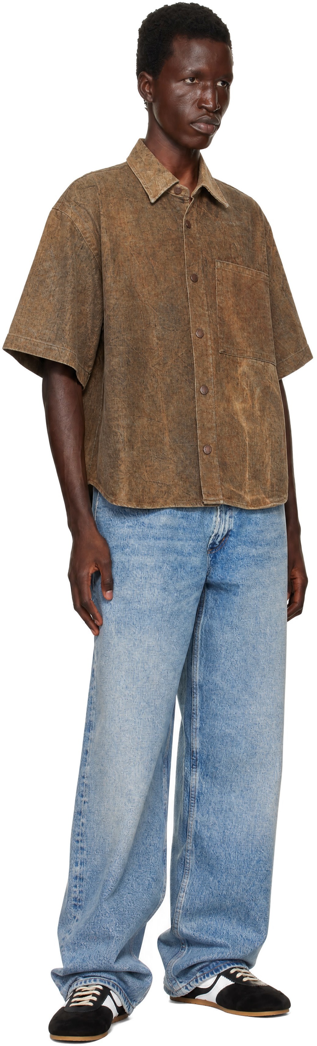 AGOLDE - Chemise Watson brun clair en denim