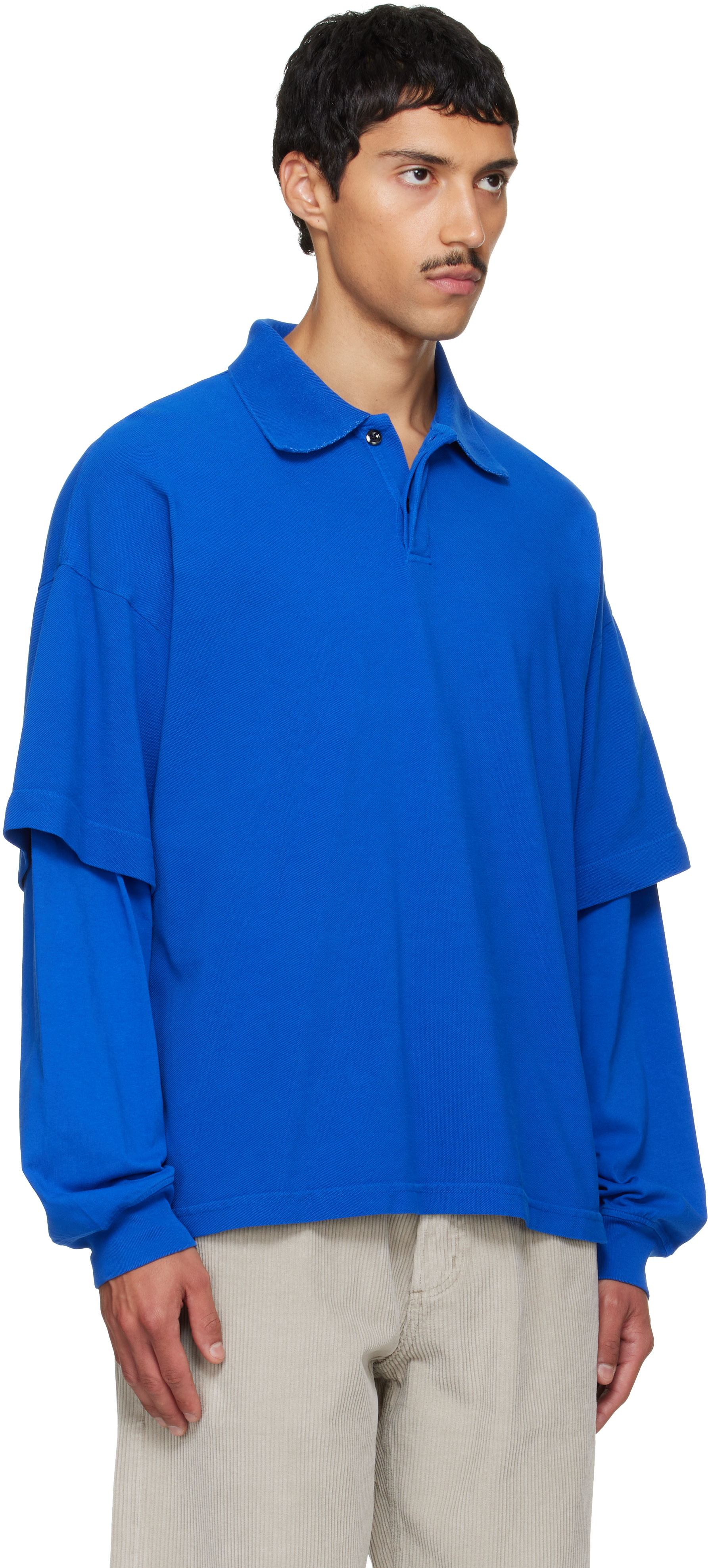 AGOLDE - Polo étagé Curren bleu