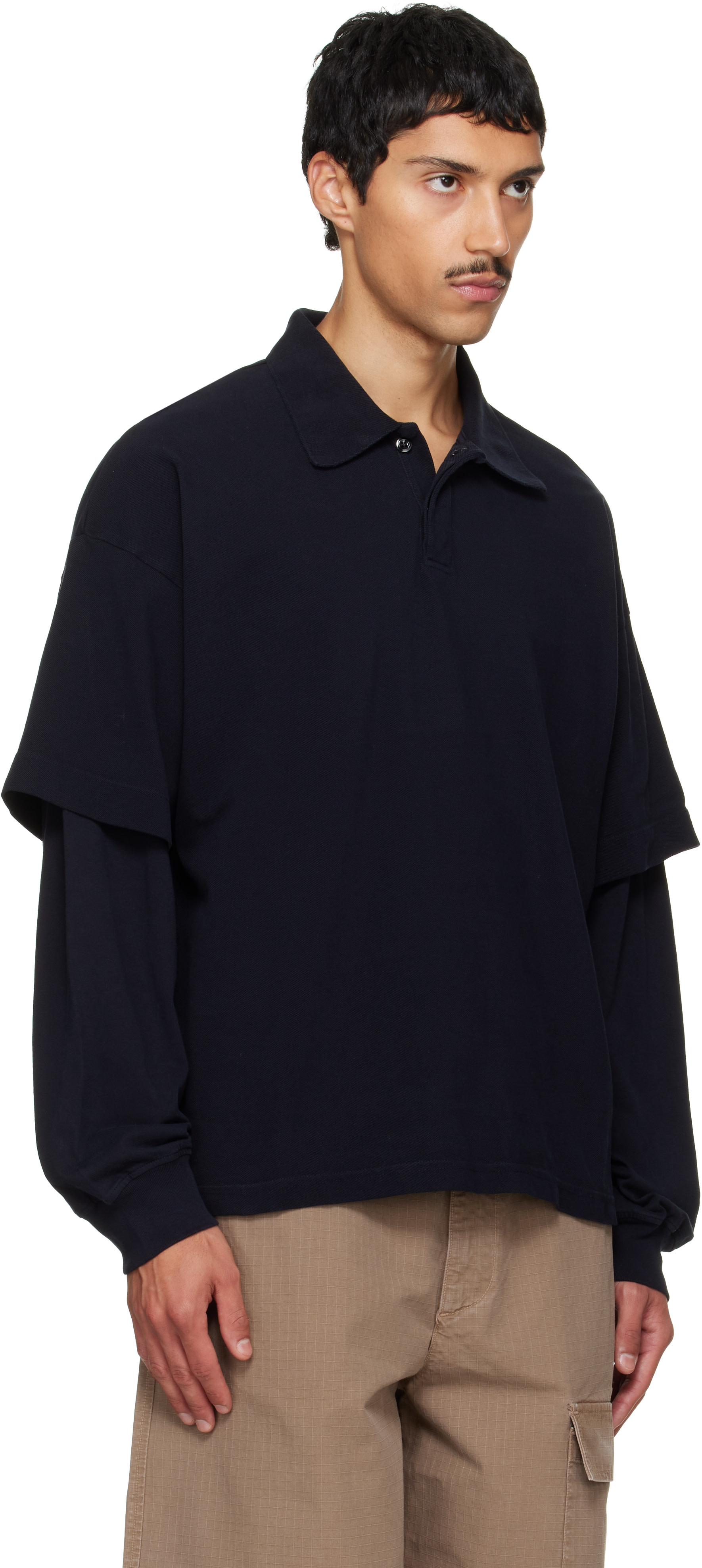 AGOLDE - Navy Curren Double Sleeve Polo