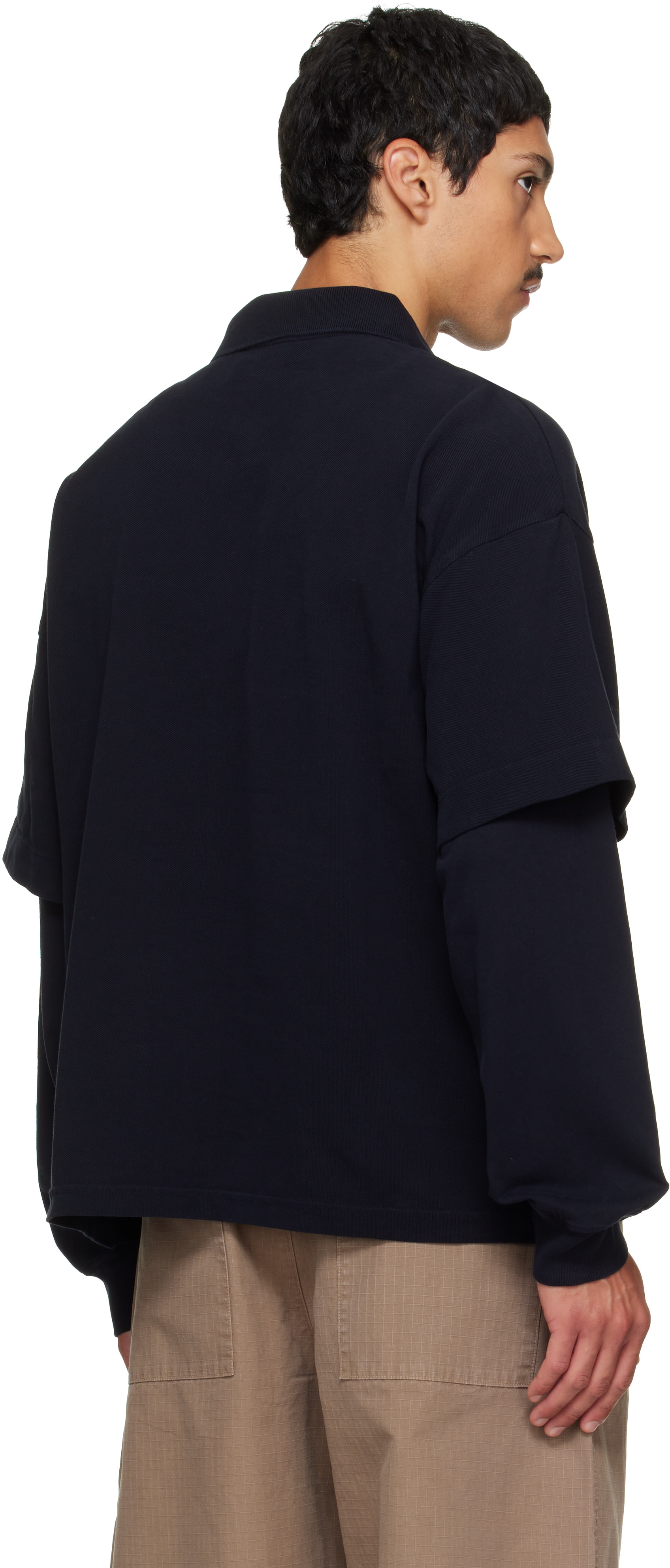 AGOLDE - Navy Curren Double Sleeve Polo