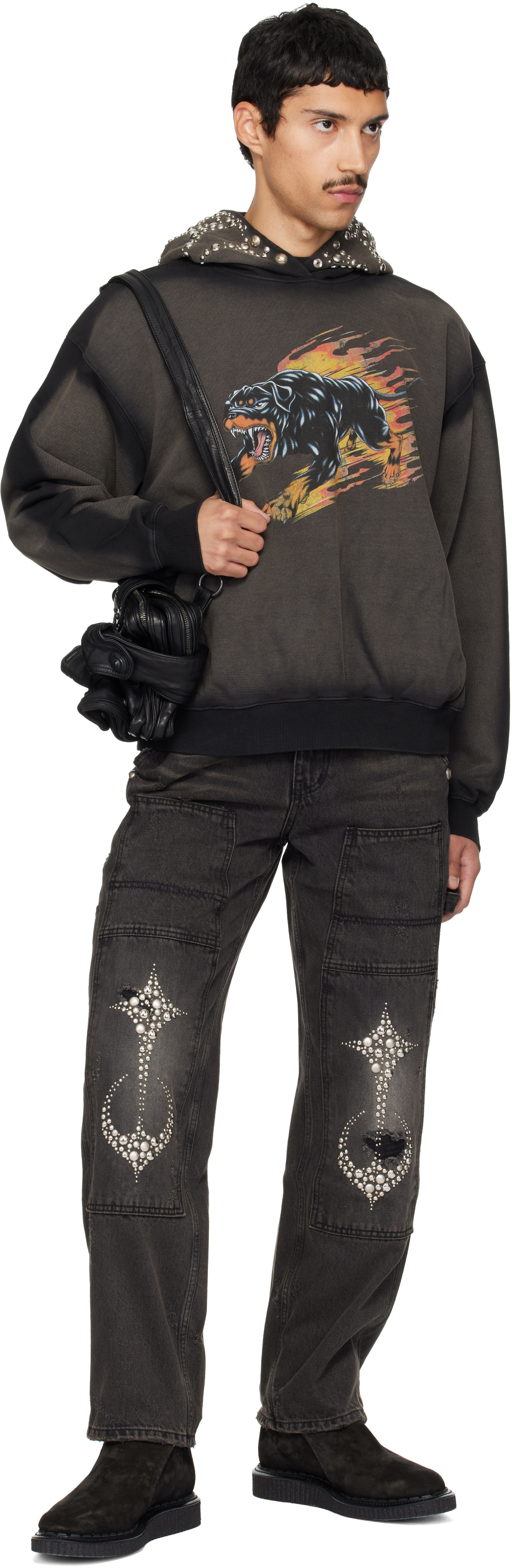 Thug Club: ブラック Studded Knee ペインターパンツ | SSENSE 日本