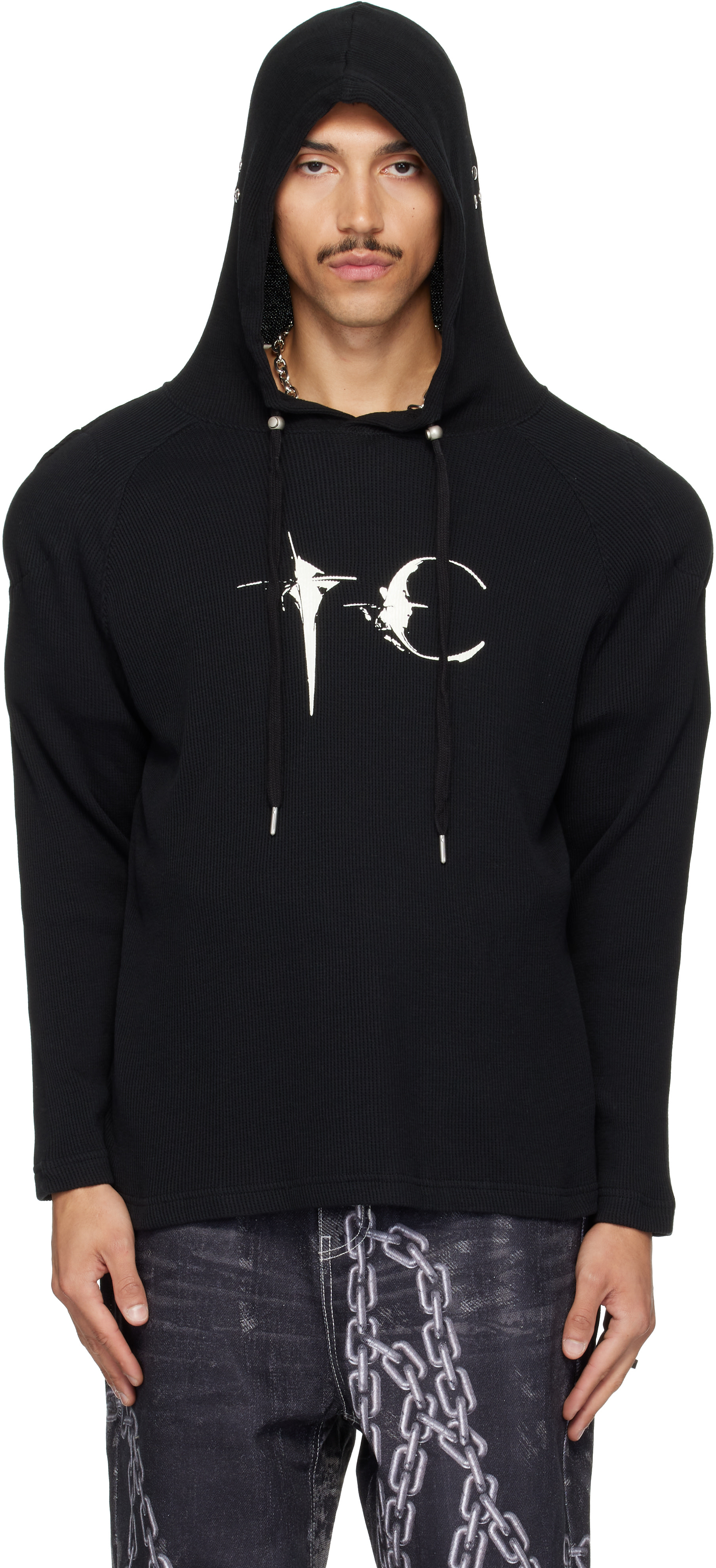 Thug Club - Pull à capuche noir à image à logo phosphorescente
