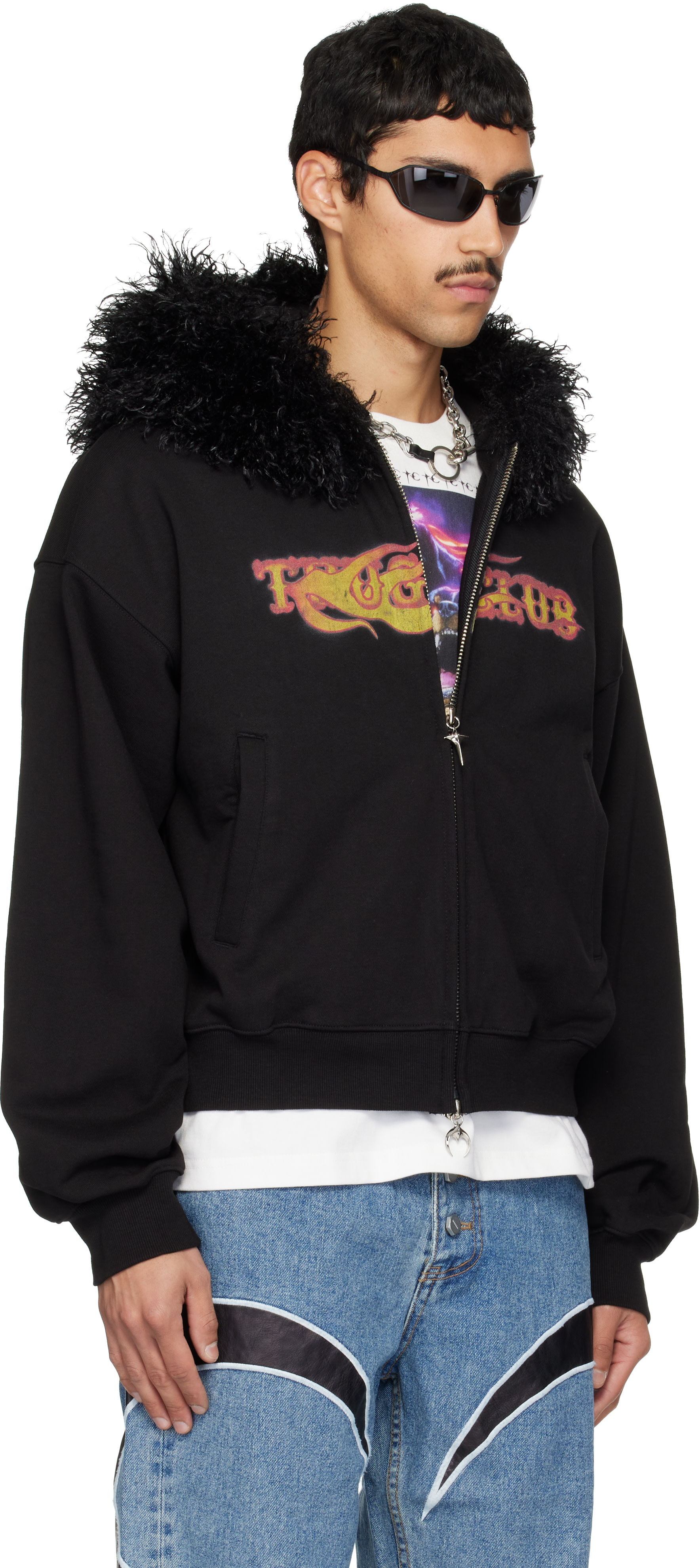 Thug Club - Pull noir à logo et à glissière