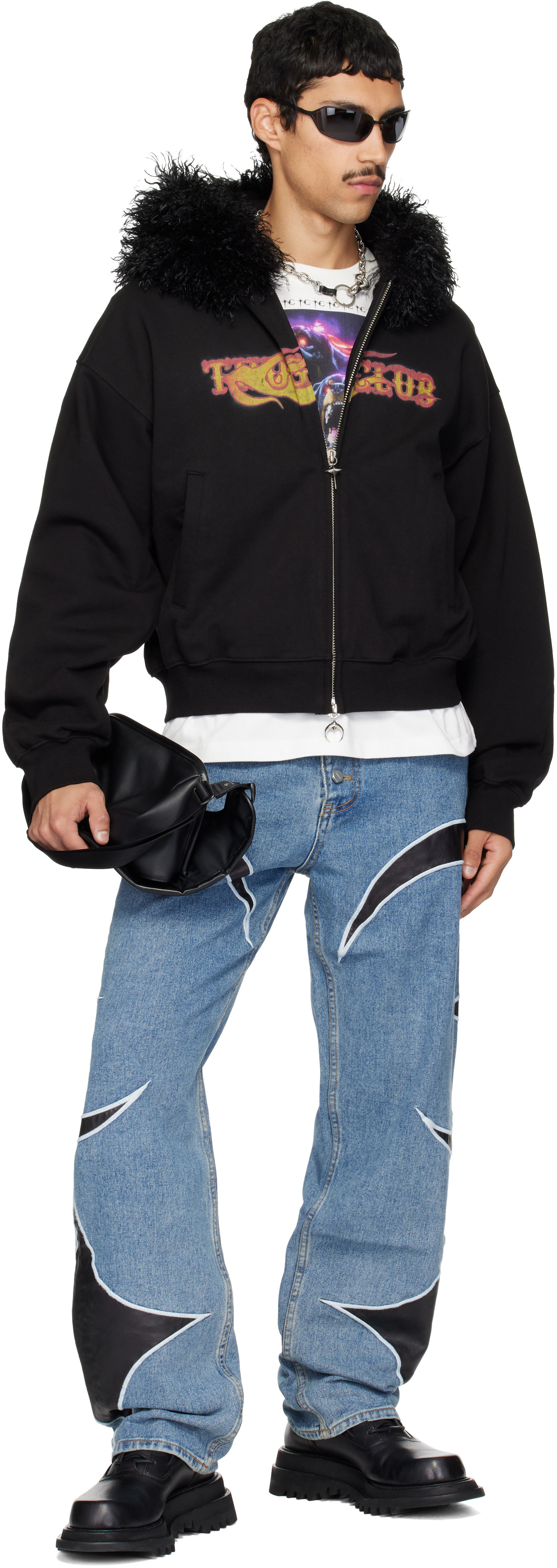 Thug Club - Pull noir à logo et à glissière