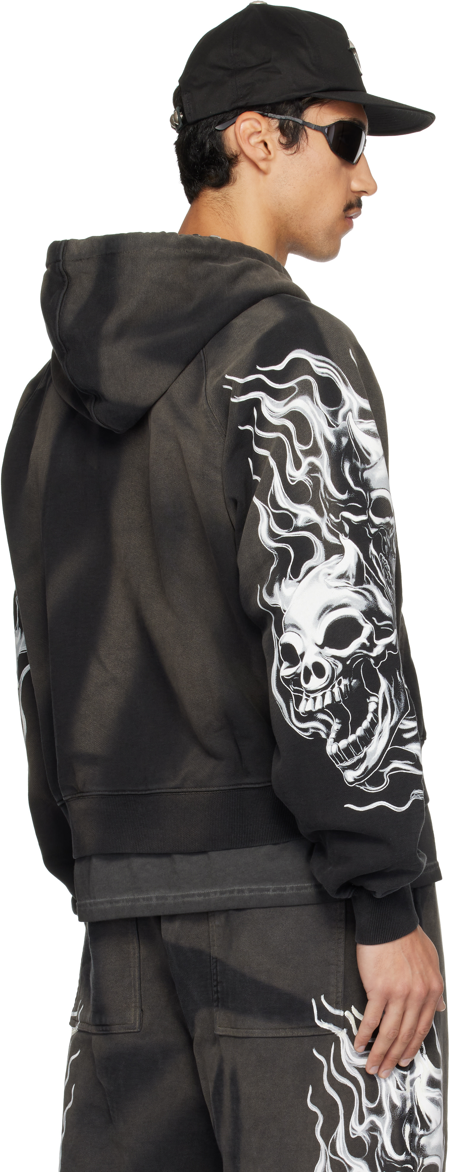 Thug Club: Black Six Riding Skull Zip-Up Hoodie | SSENSE