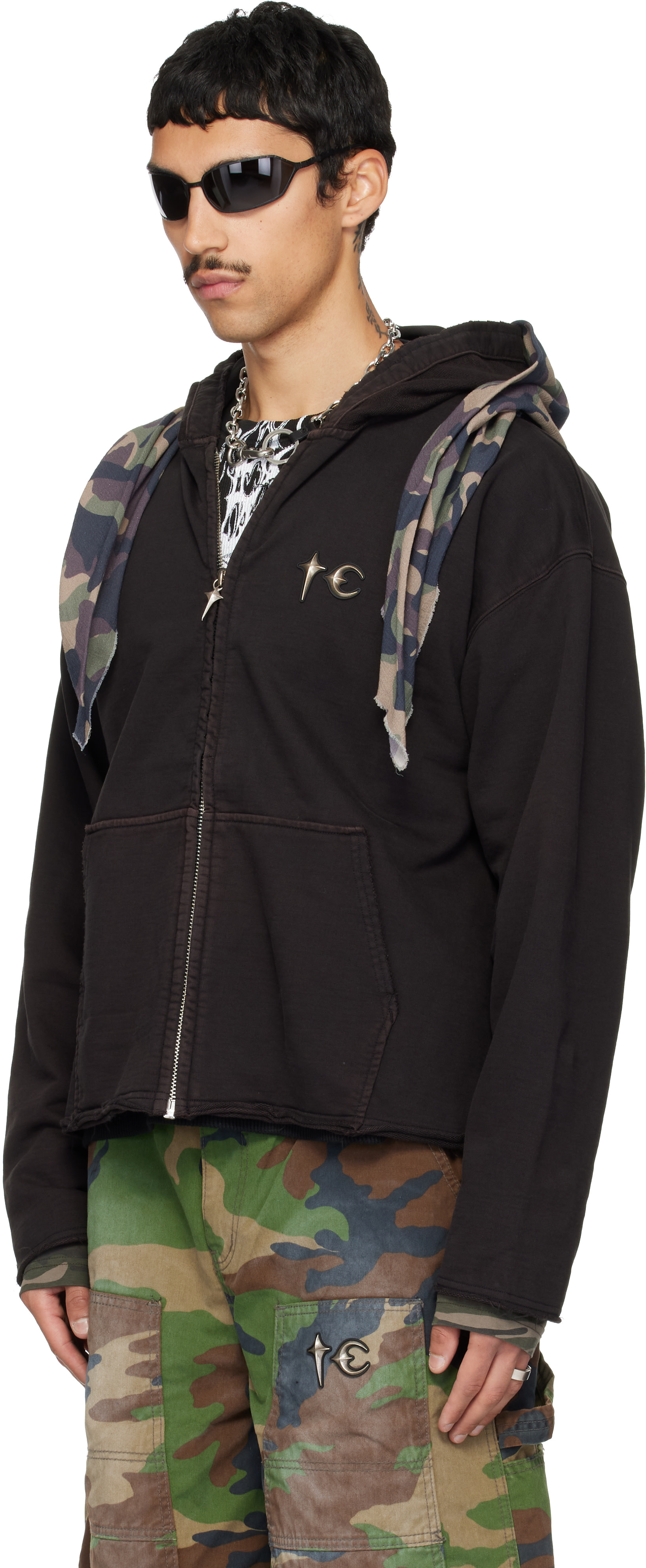Thug Club: ブラック Creed Scarf ジップアップフーディ | SSENSE 日本