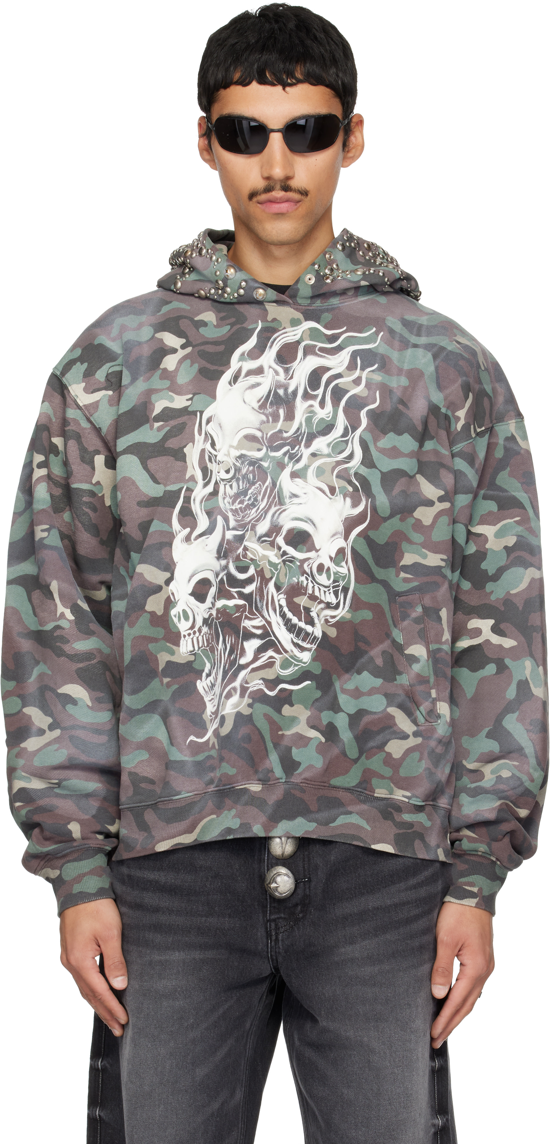 Thug Club - Pull à capuche gris à image