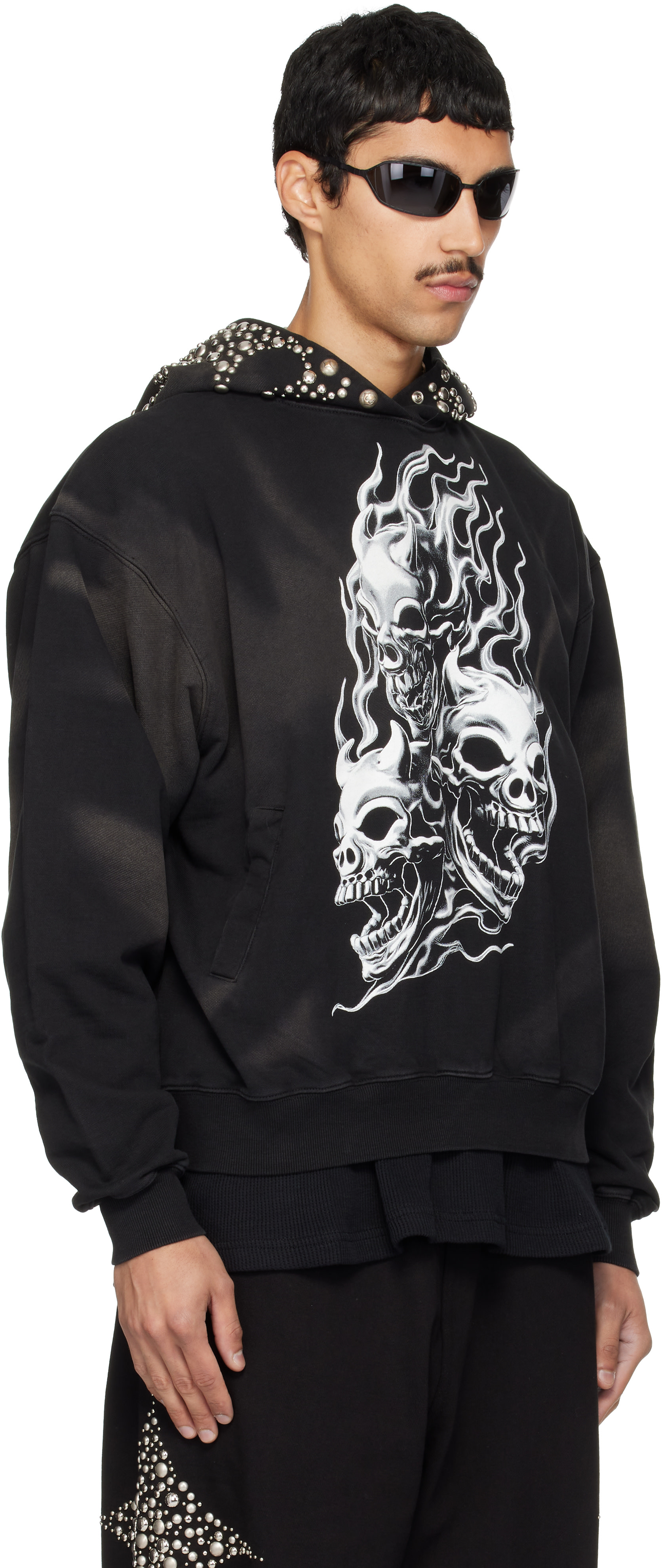 Thug Club: Black Hotheaded Riding Skull Hoodie | SSENSE