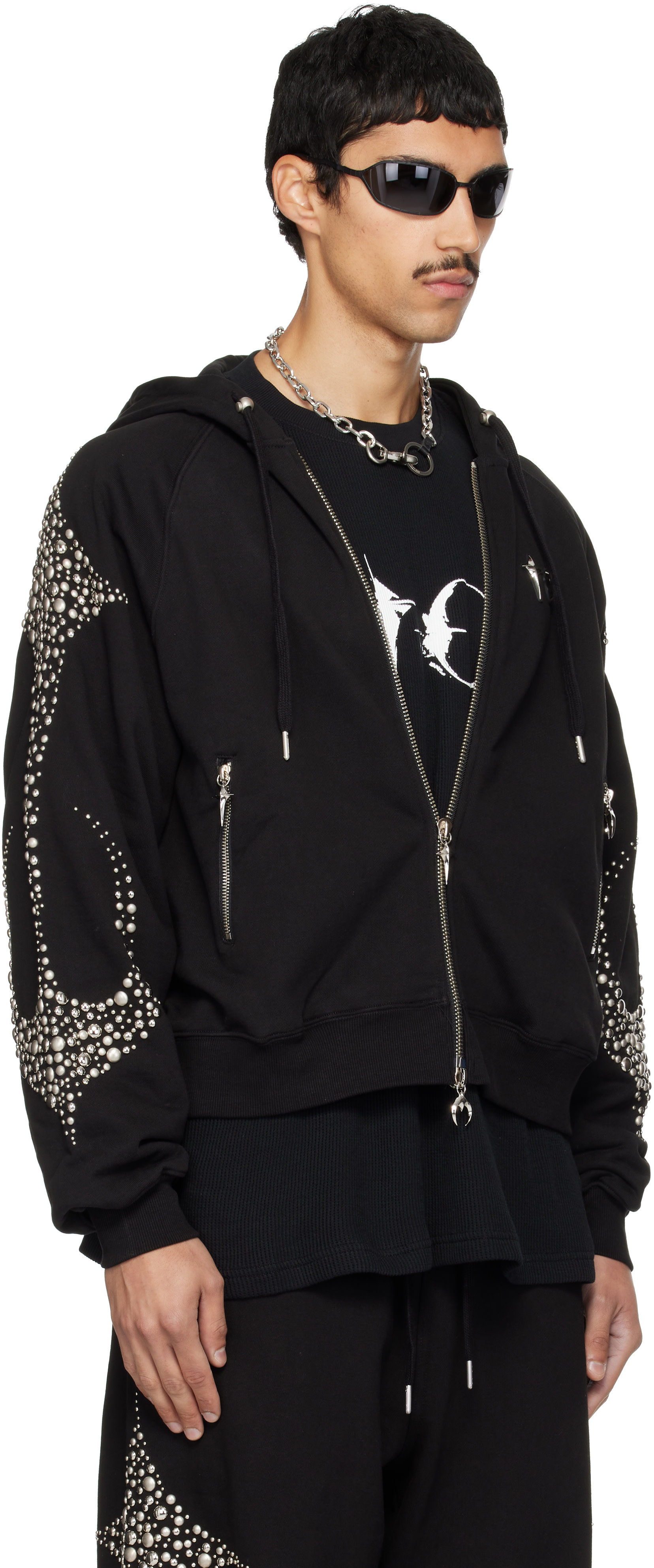 Thug Club: Black Iron Steel Focus Zip-Up Hoodie | SSENSE