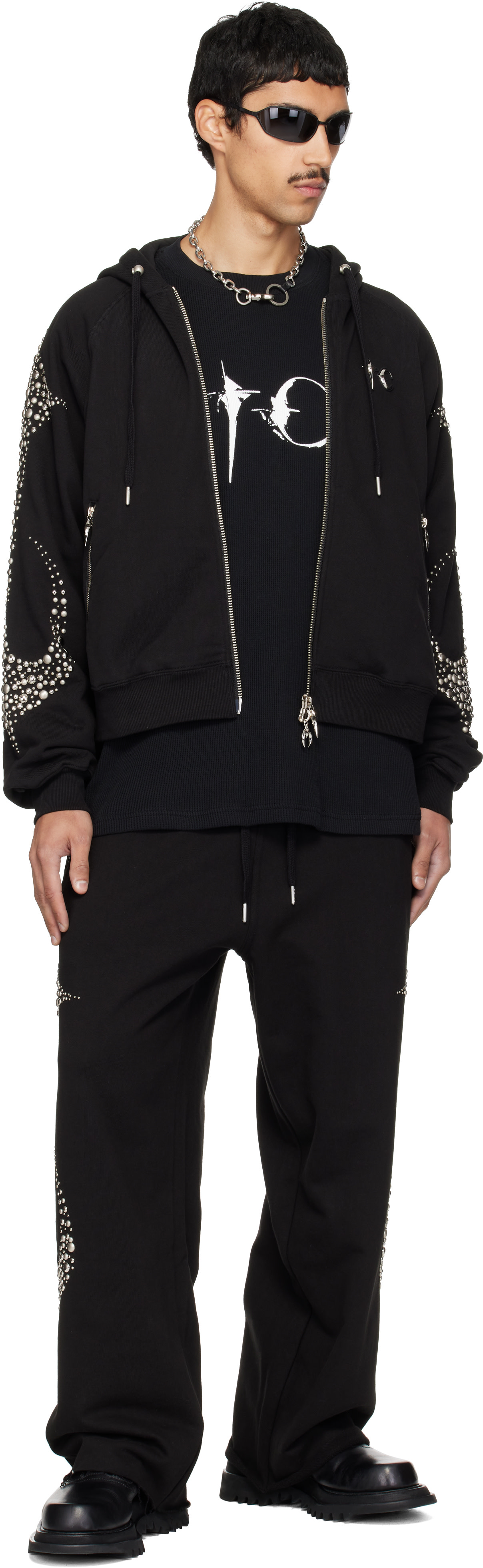 Thug Club: Black Iron Steel Focus Zip-Up Hoodie | SSENSE