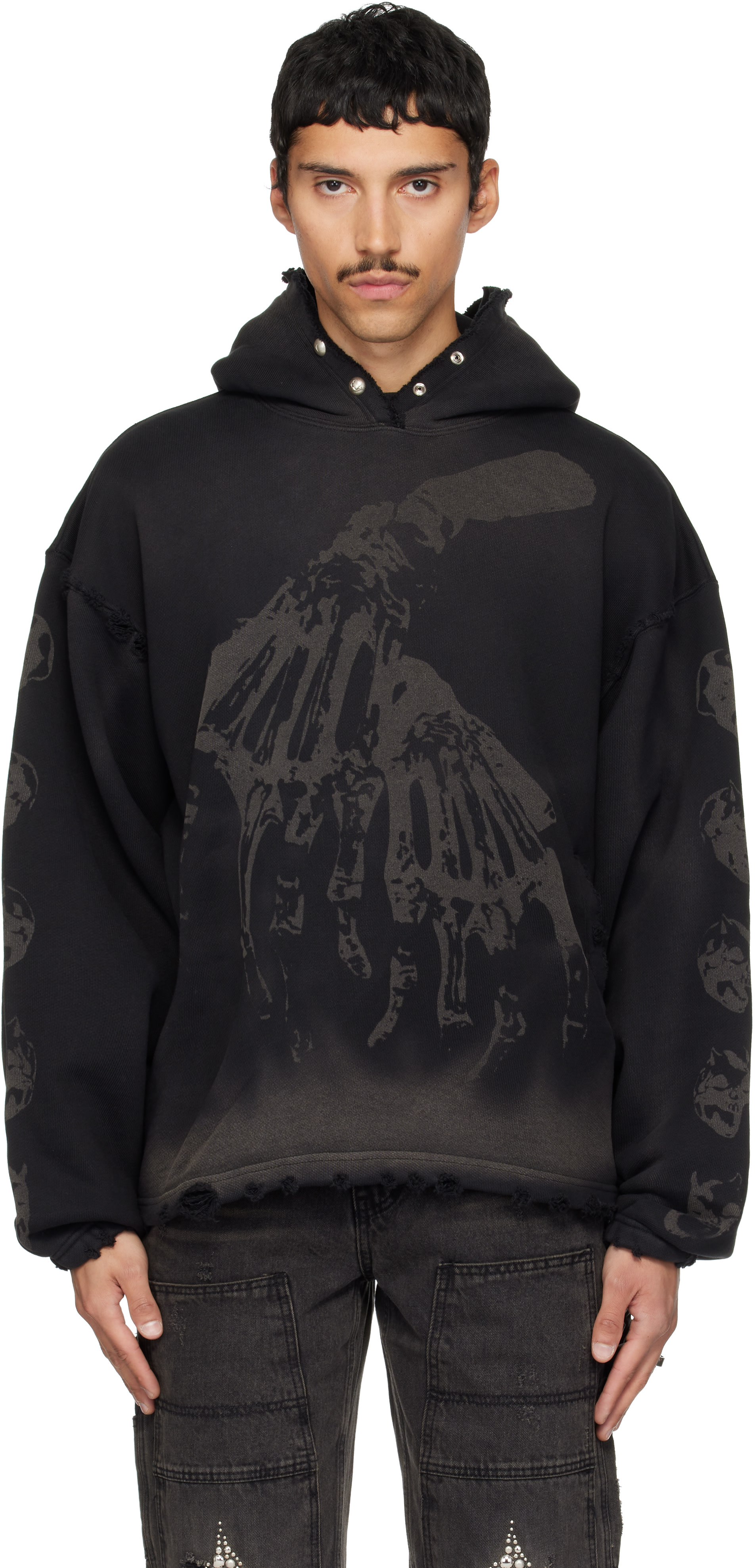 Thug Club: Black TC Bone Cross Hoodie | SSENSE Canada