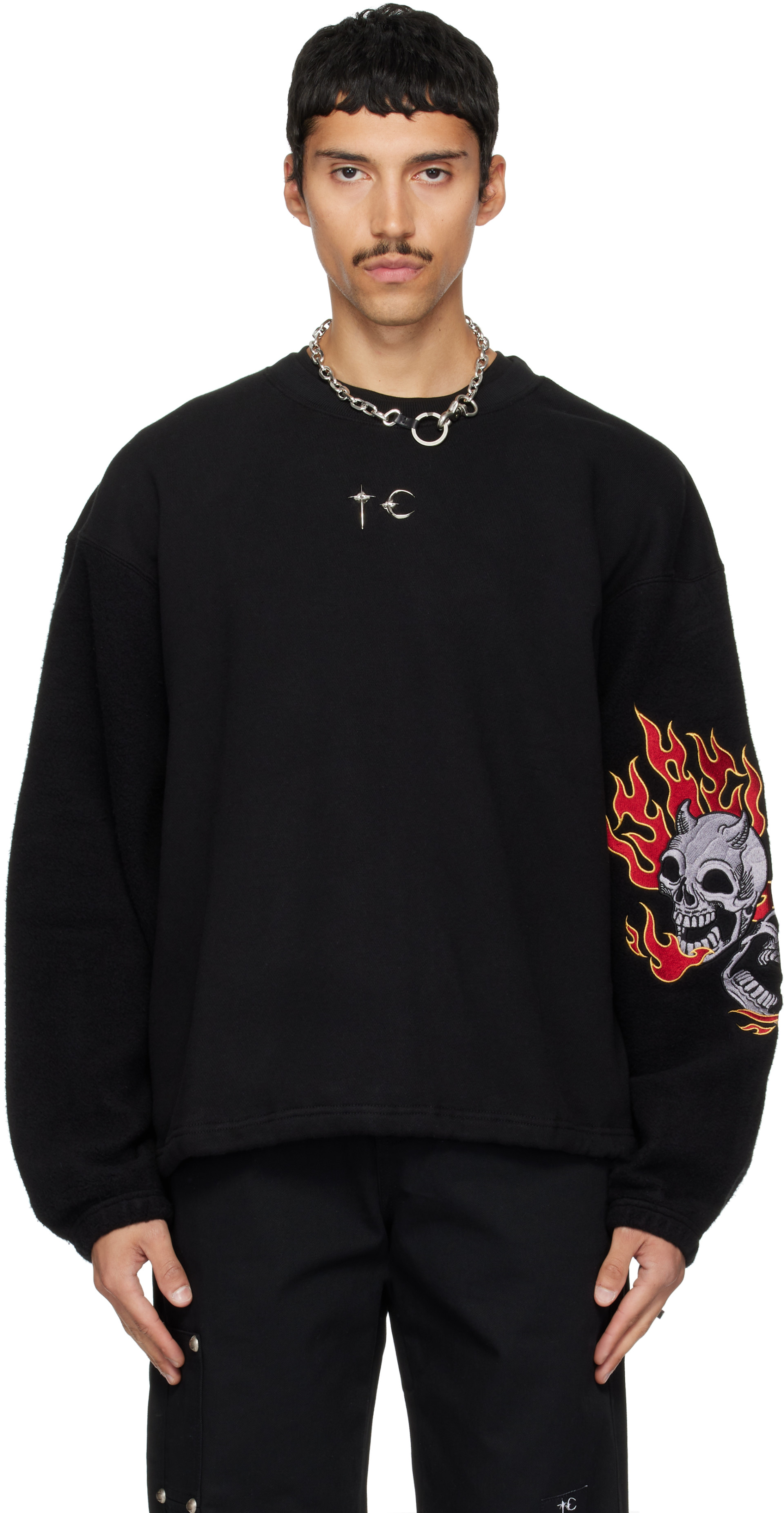 Thug Club - Pull molletonné noir à logo TC et à image Two Face