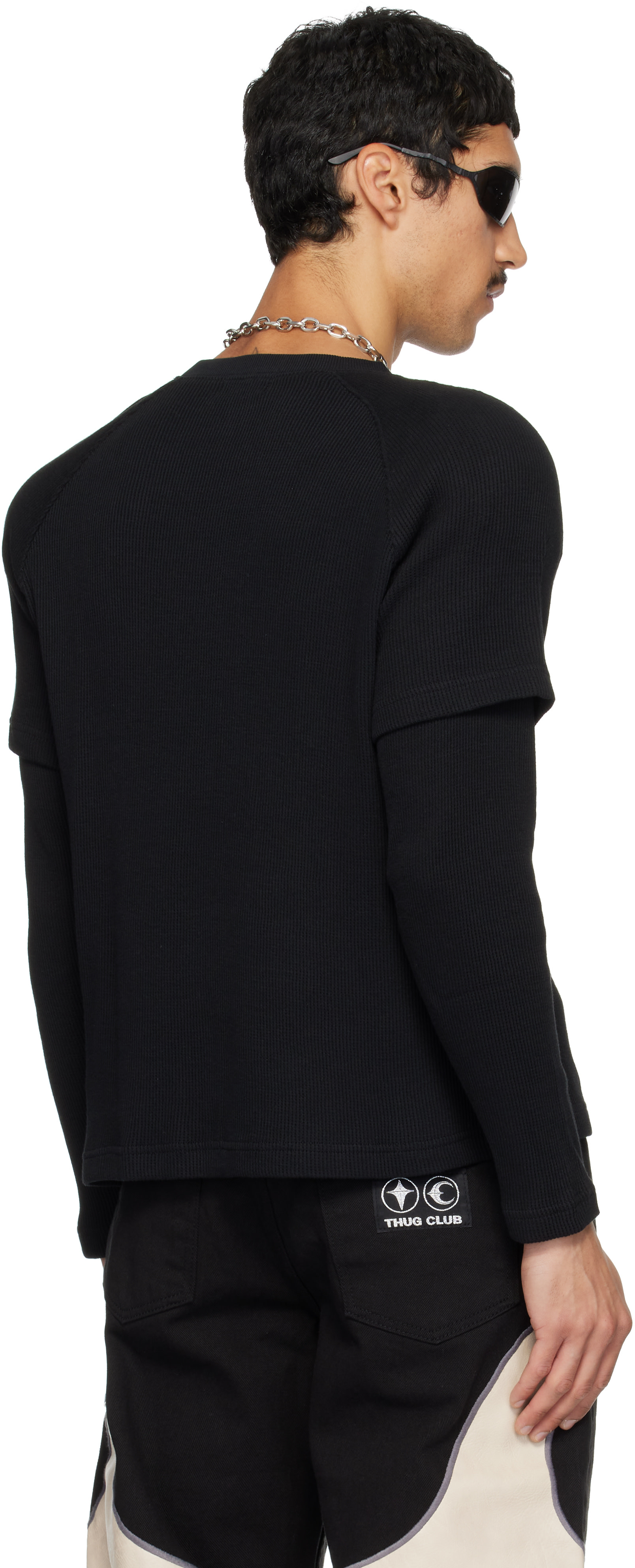 Thug Club: Black Bulk Shoulder Three Riding Skull Layered T-shirt