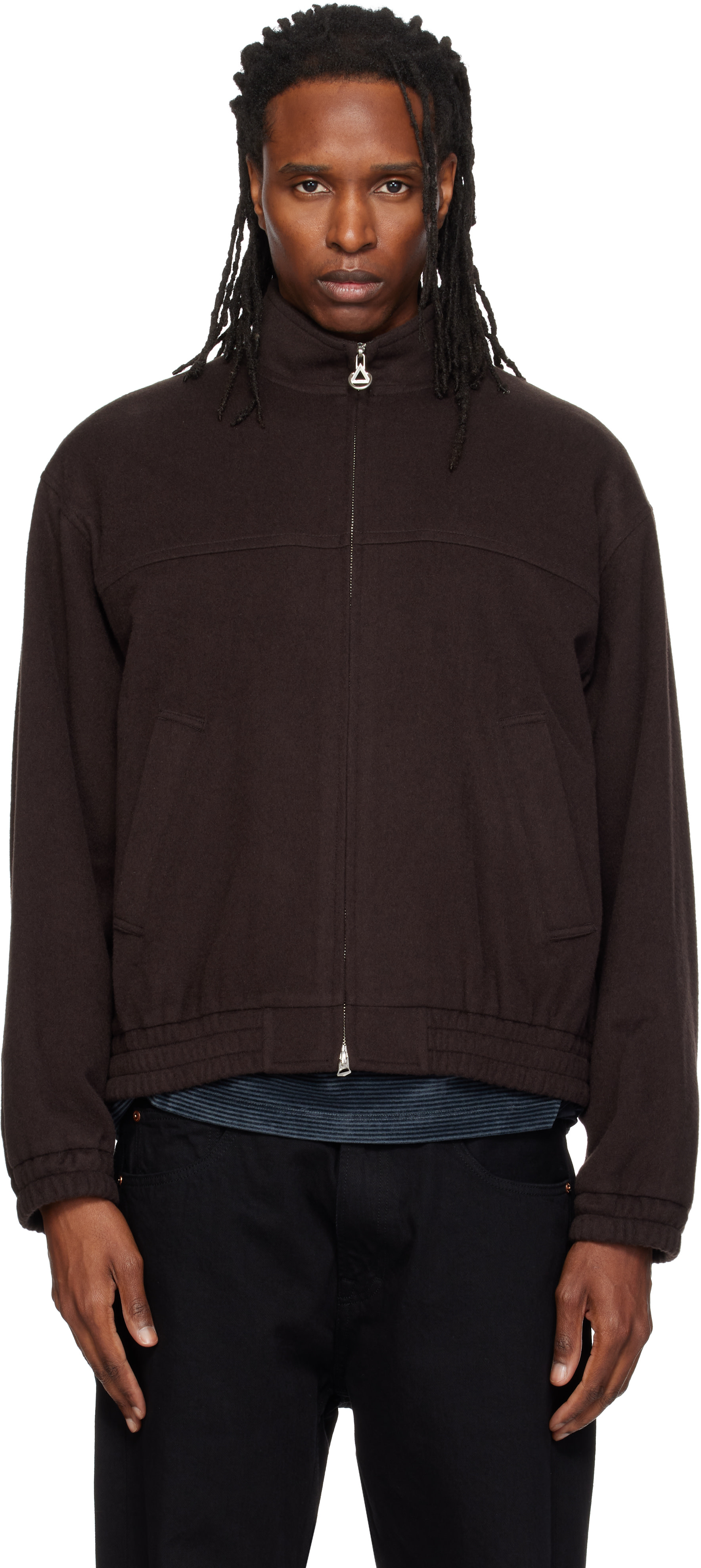 Solid Homme - Brown High-Neck Jacket