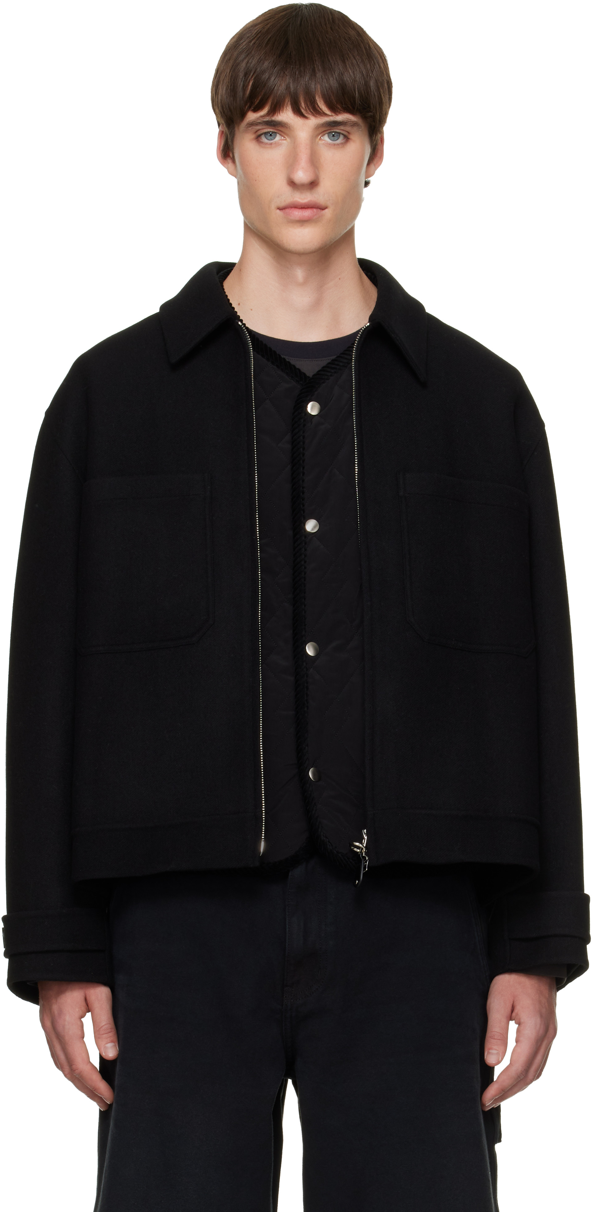 Solid Homme - Black Layered Wool Jacket