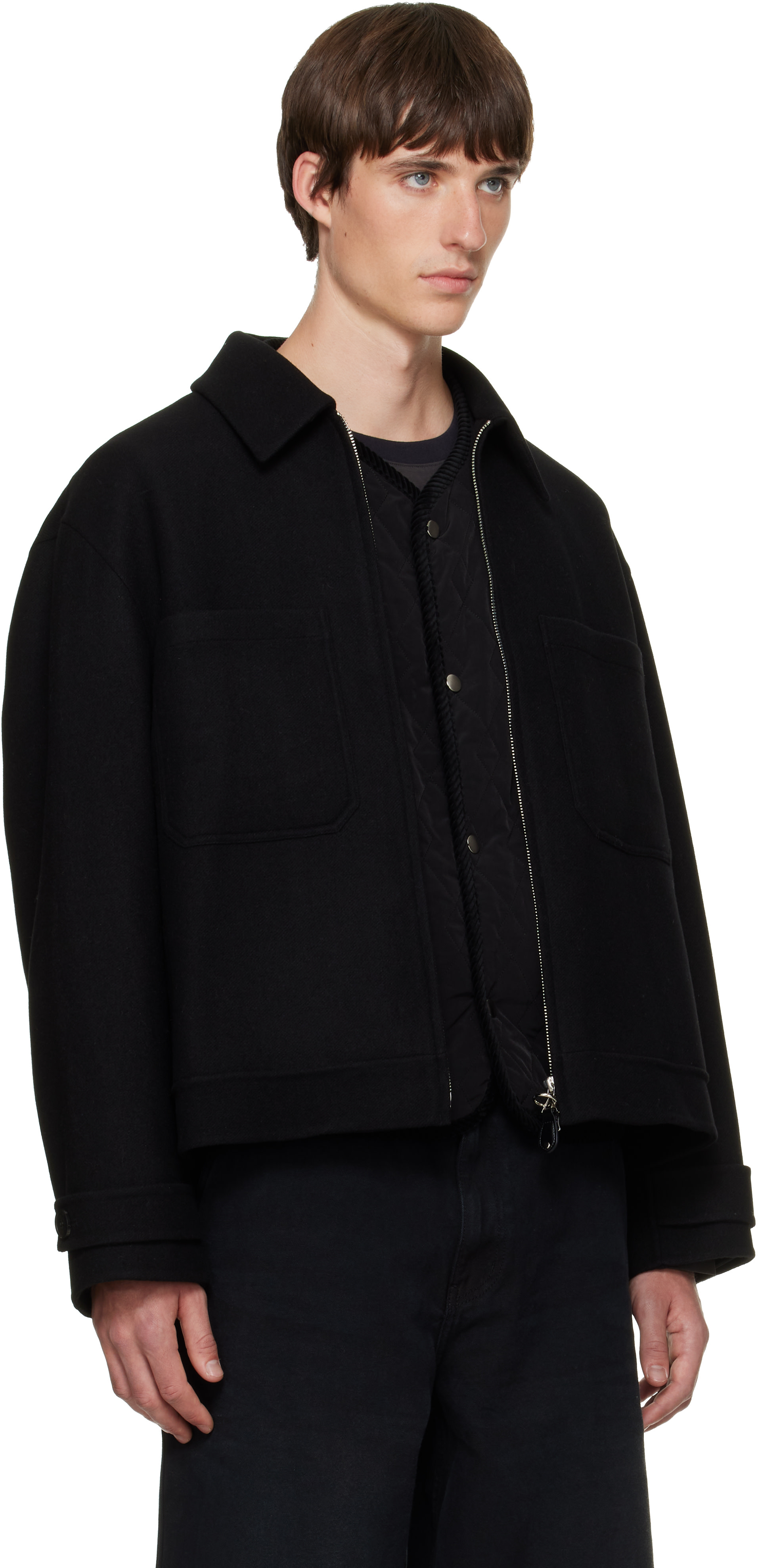 Solid Homme - Black Layered Wool Jacket
