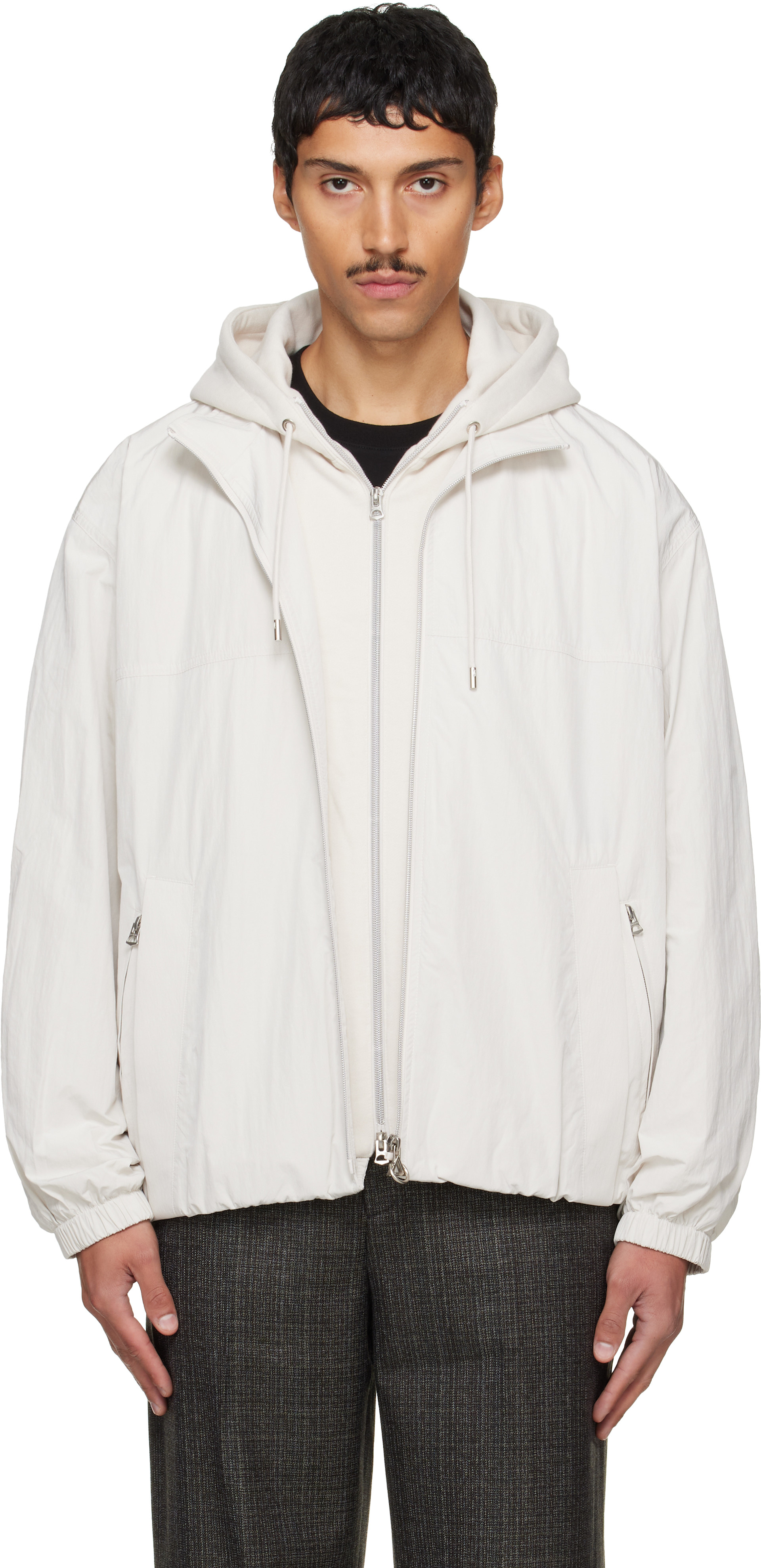 Solid Homme - Off-White Layered Taffeta Jacket