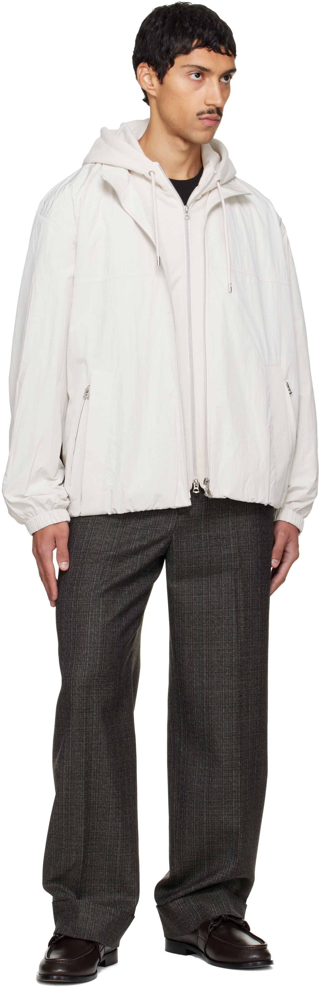 Solid Homme - Off-White Layered Taffeta Jacket