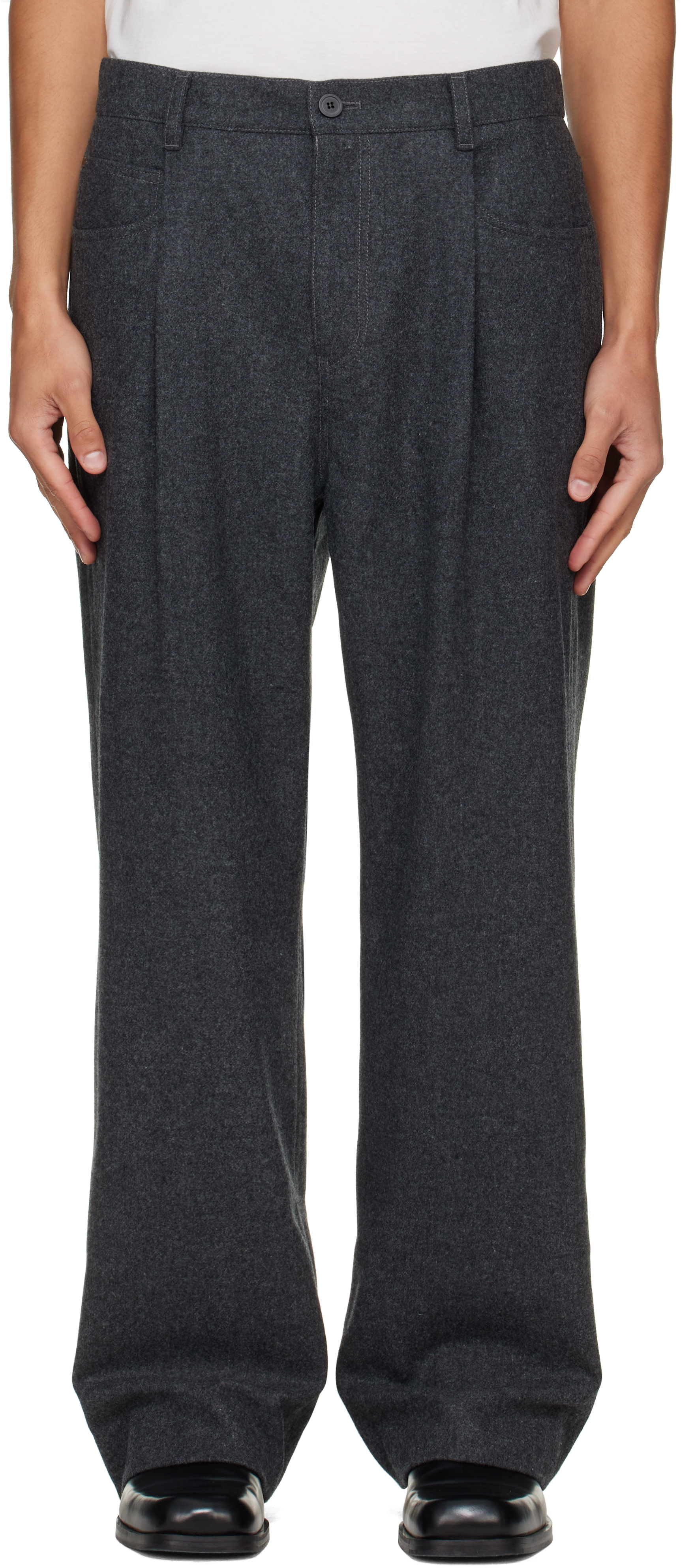 Solid Homme - Gray Melton Trousers