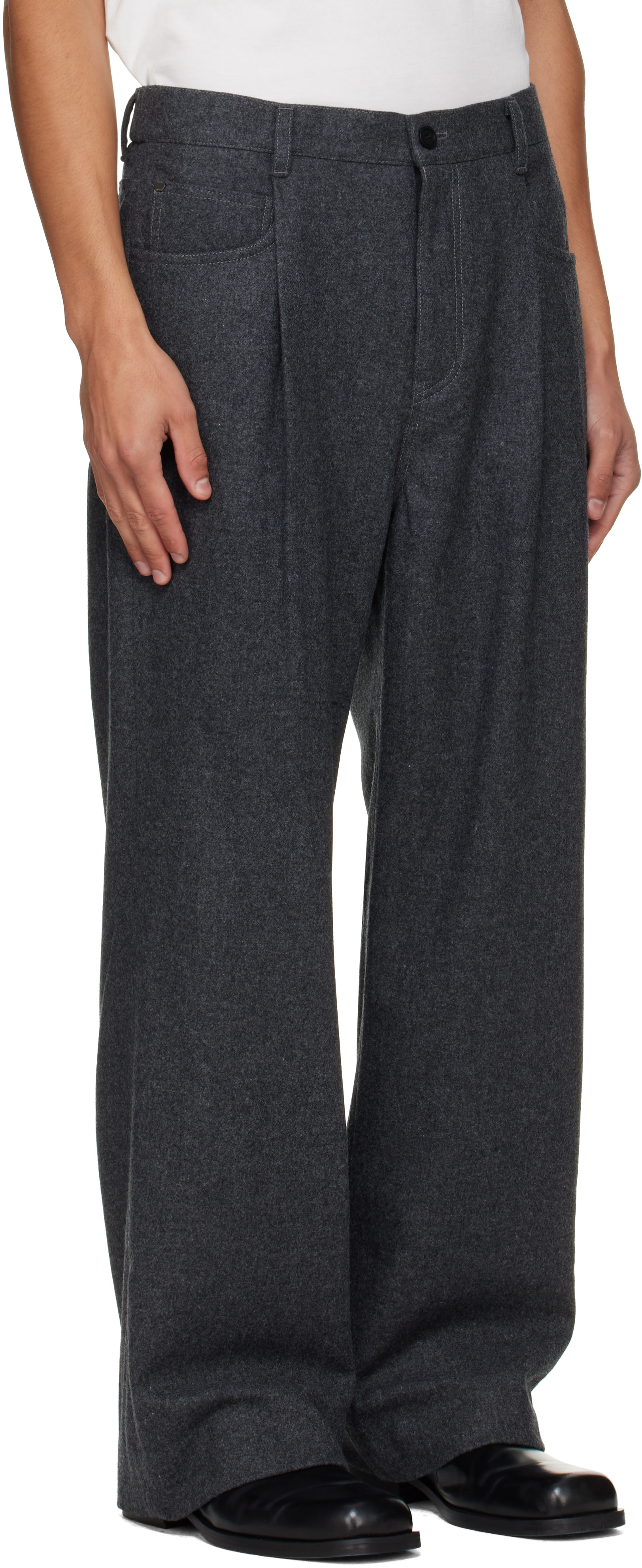 Solid Homme - Gray Melton Trousers