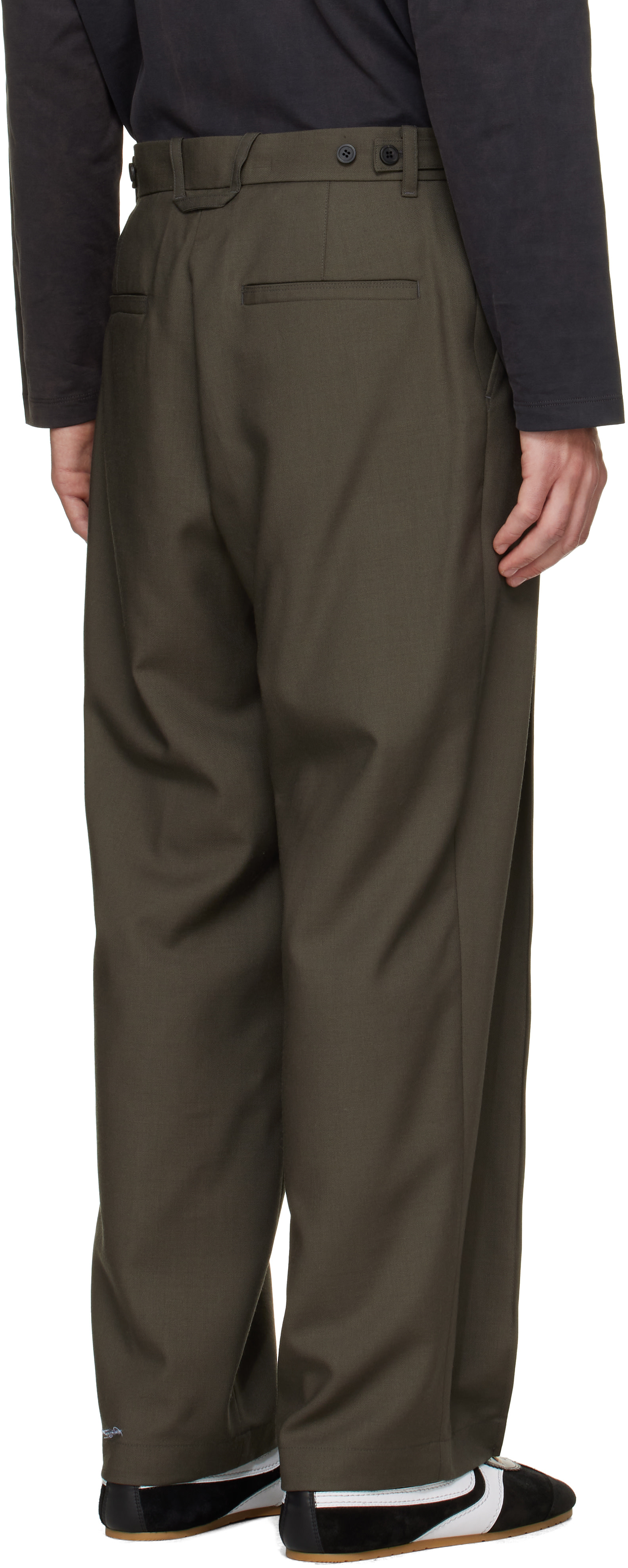 Solid Homme - Green Pleated Wool Trousers