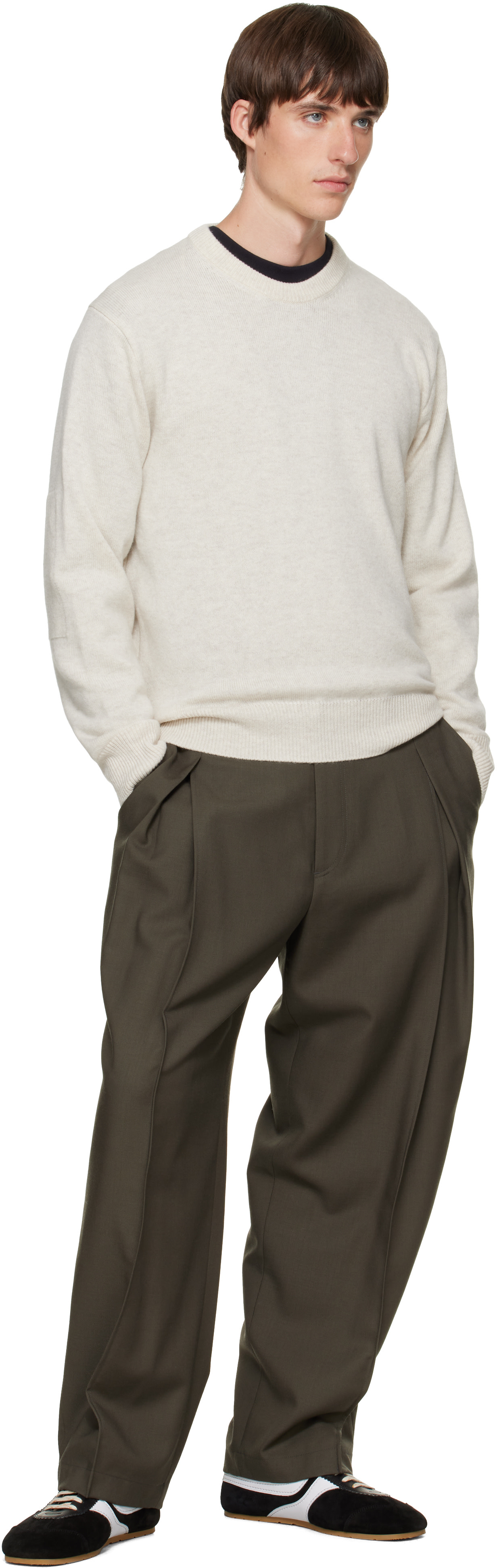 Solid Homme - Green Pleated Wool Trousers