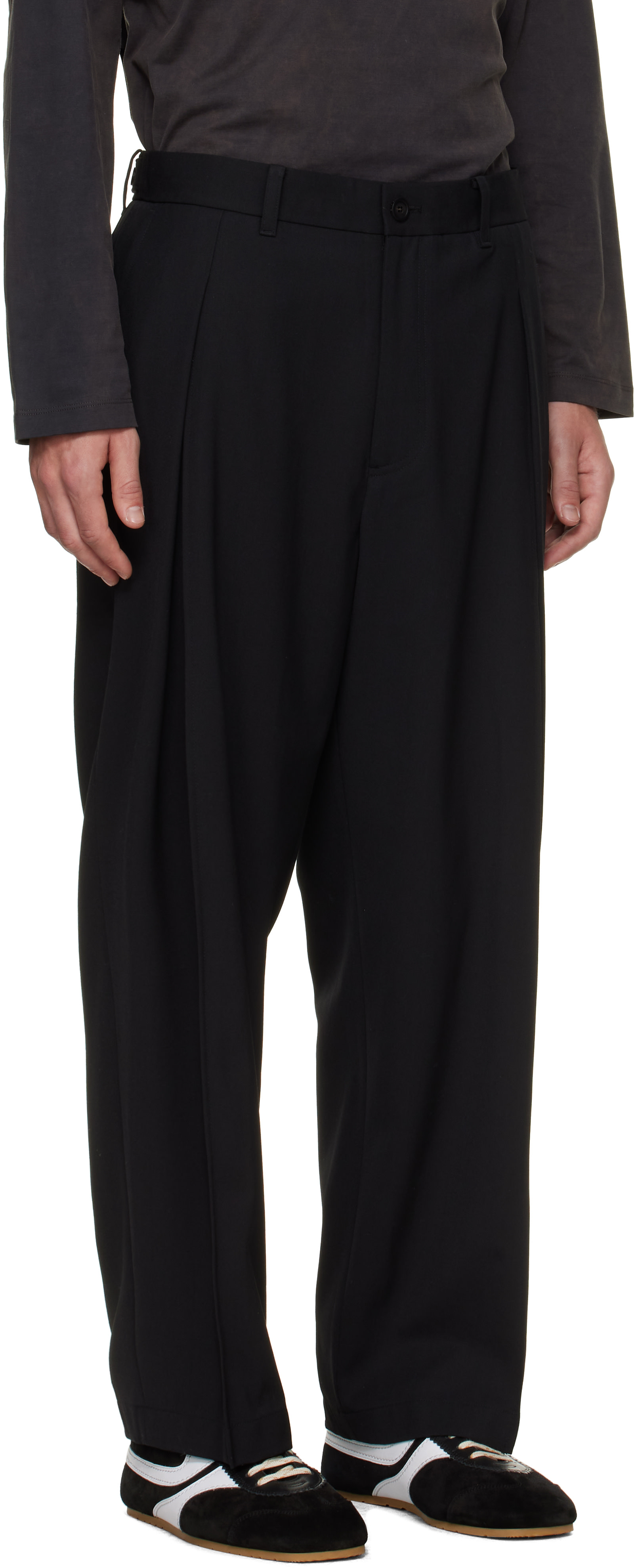 Solid Homme - Black Pleated Wool Trousers