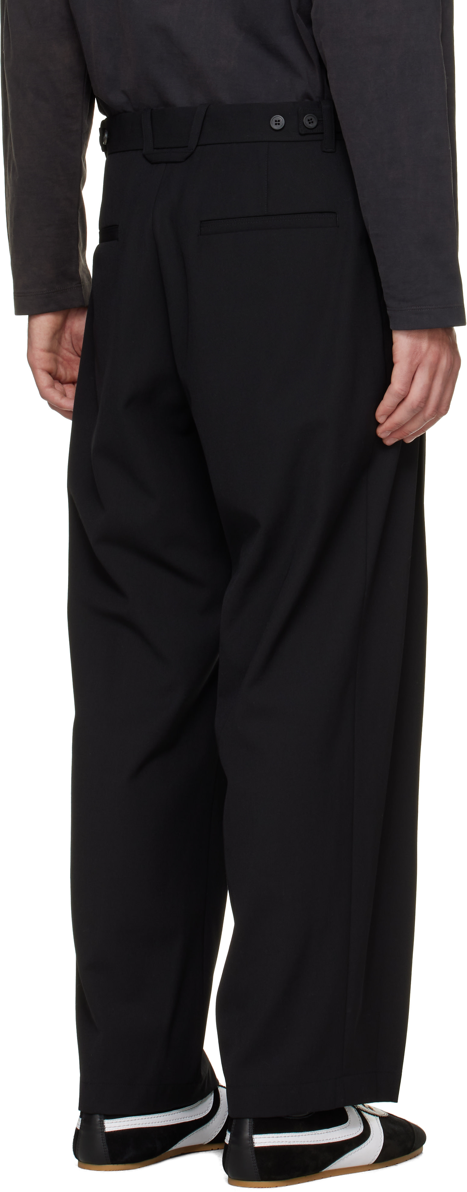 Solid Homme - Black Pleated Wool Trousers