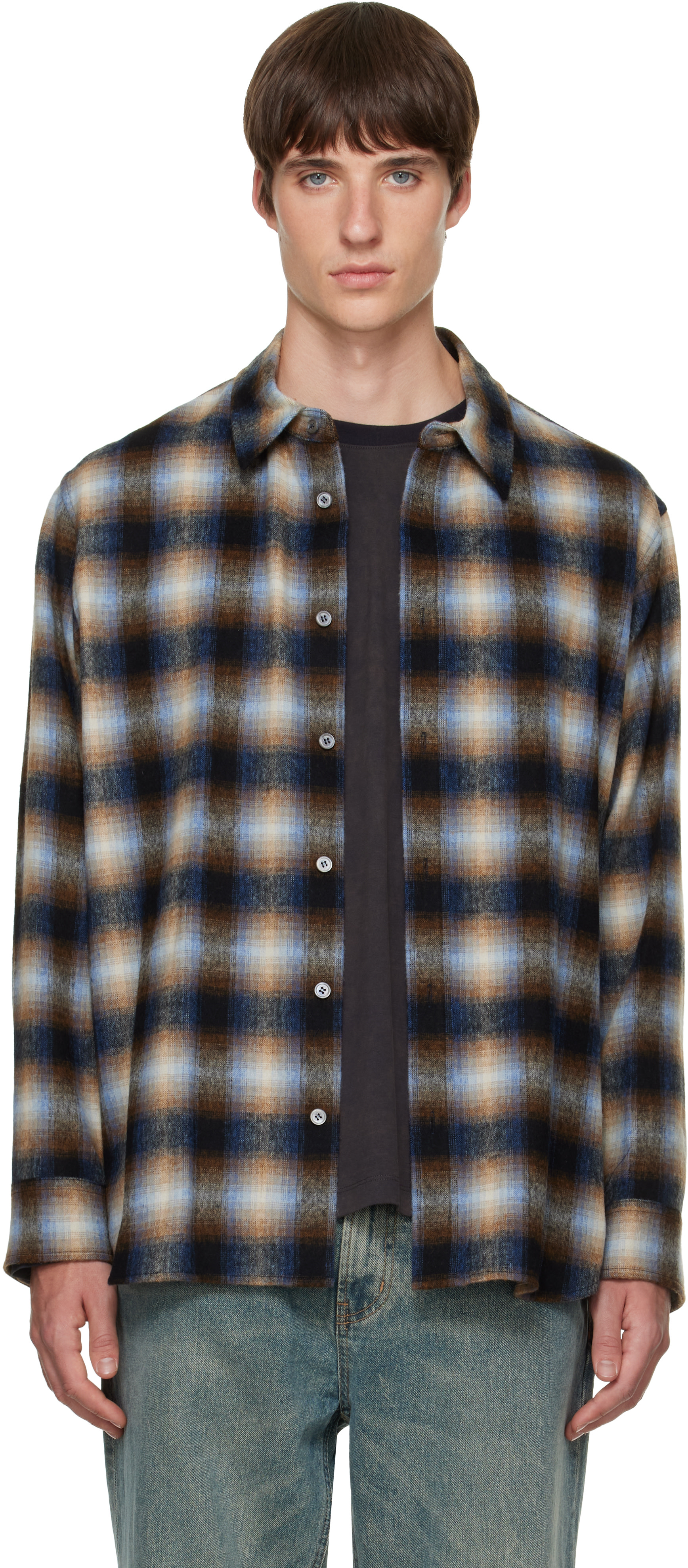 Solid Homme - Navy Wool Check Shirt