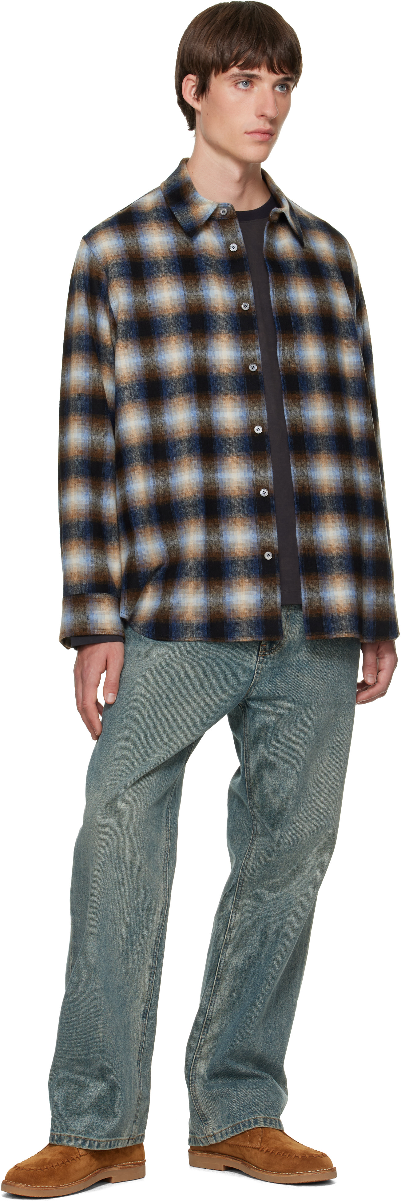 Solid Homme - Navy Wool Check Shirt